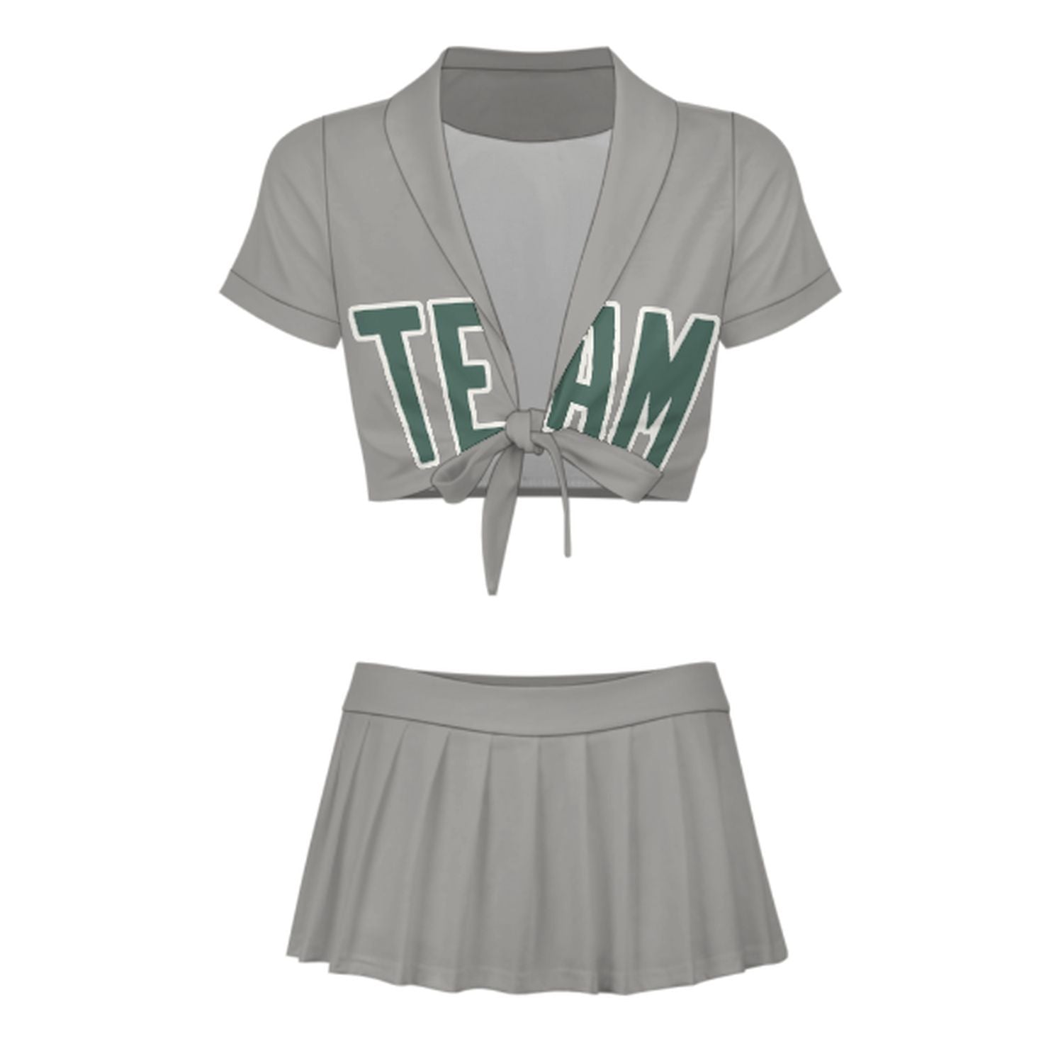 Maßgeschneidertes Grau Blaugrün Cheerleader Outfit Set
