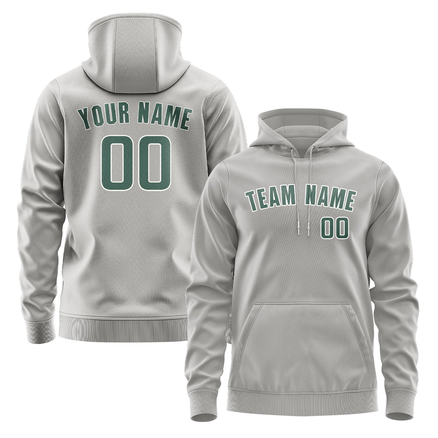 Maßgeschneidertes Grau Blaugrün Hoodie