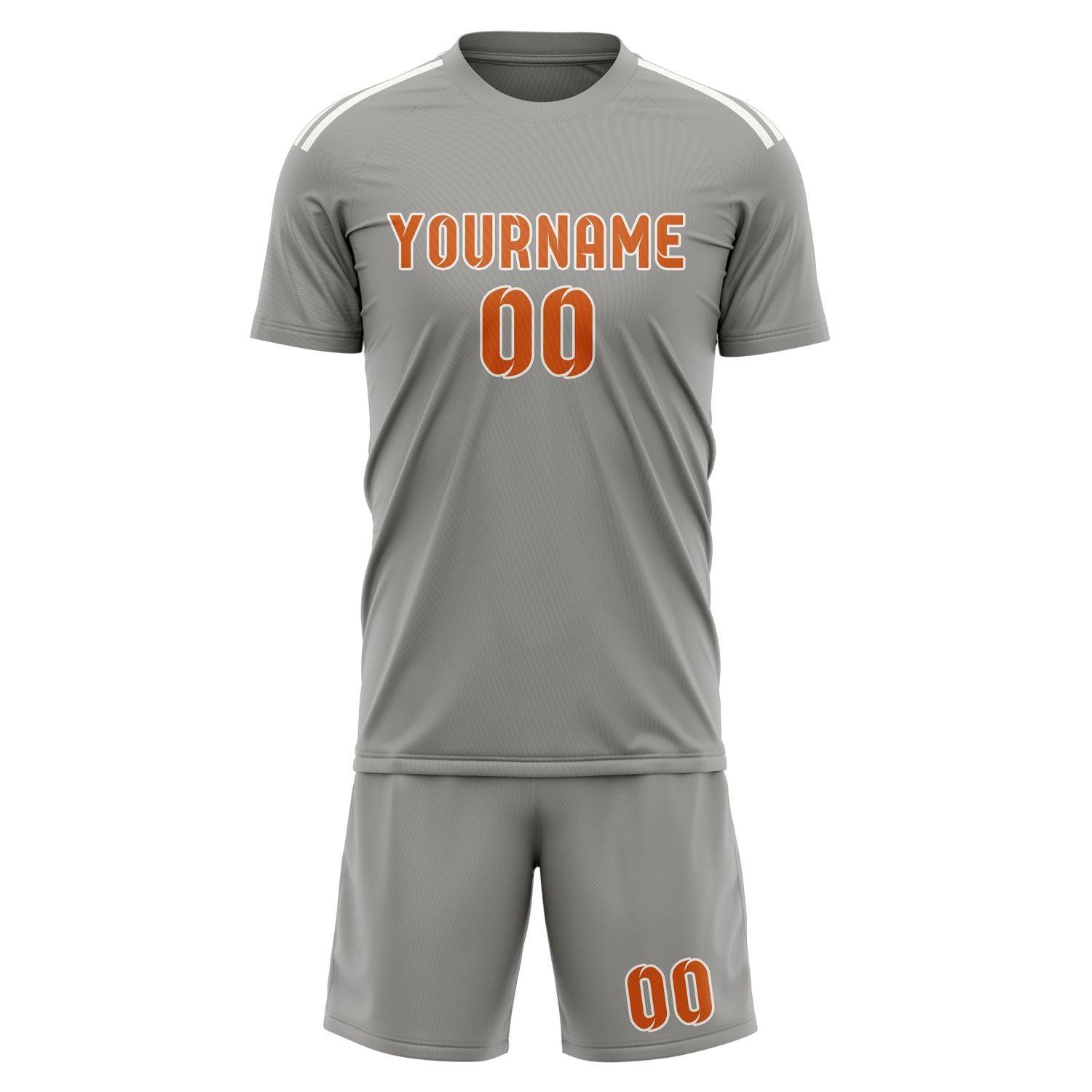 Maßgeschneidertes Professionelles Grau Orange Fußballtrikot-Set