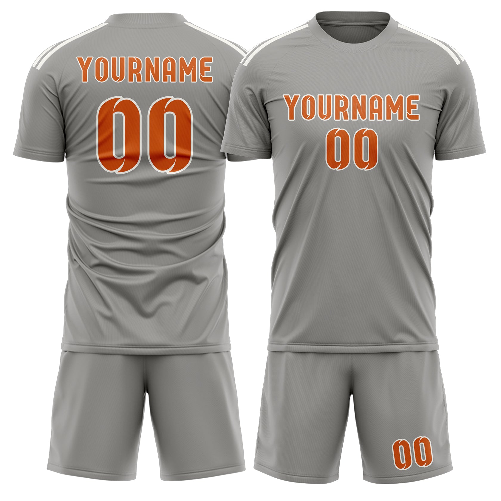Maßgeschneidertes Professionelles Grau Orange Fußballtrikot-Set