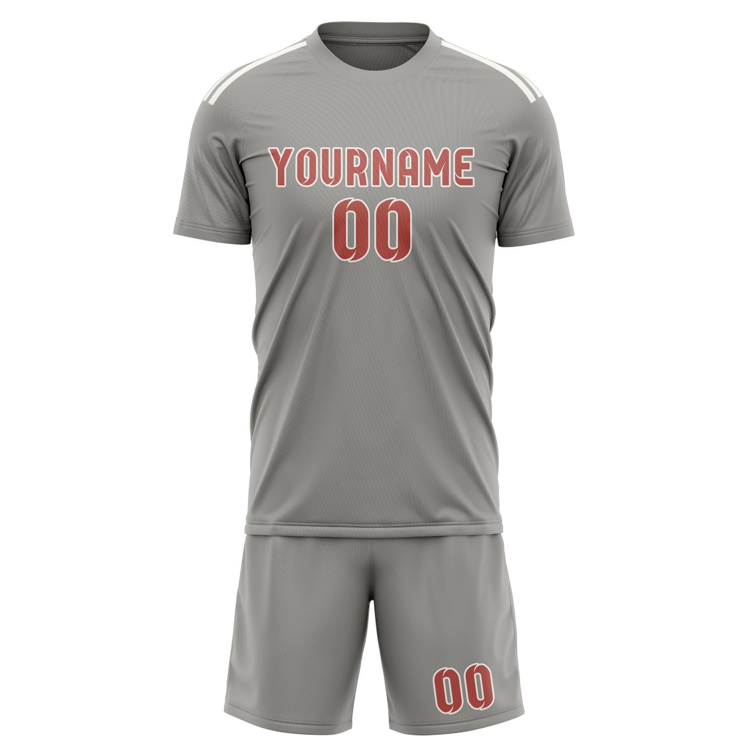 Maßgeschneidertes Professionelles Grau Kupferrose Fußballtrikot-Set