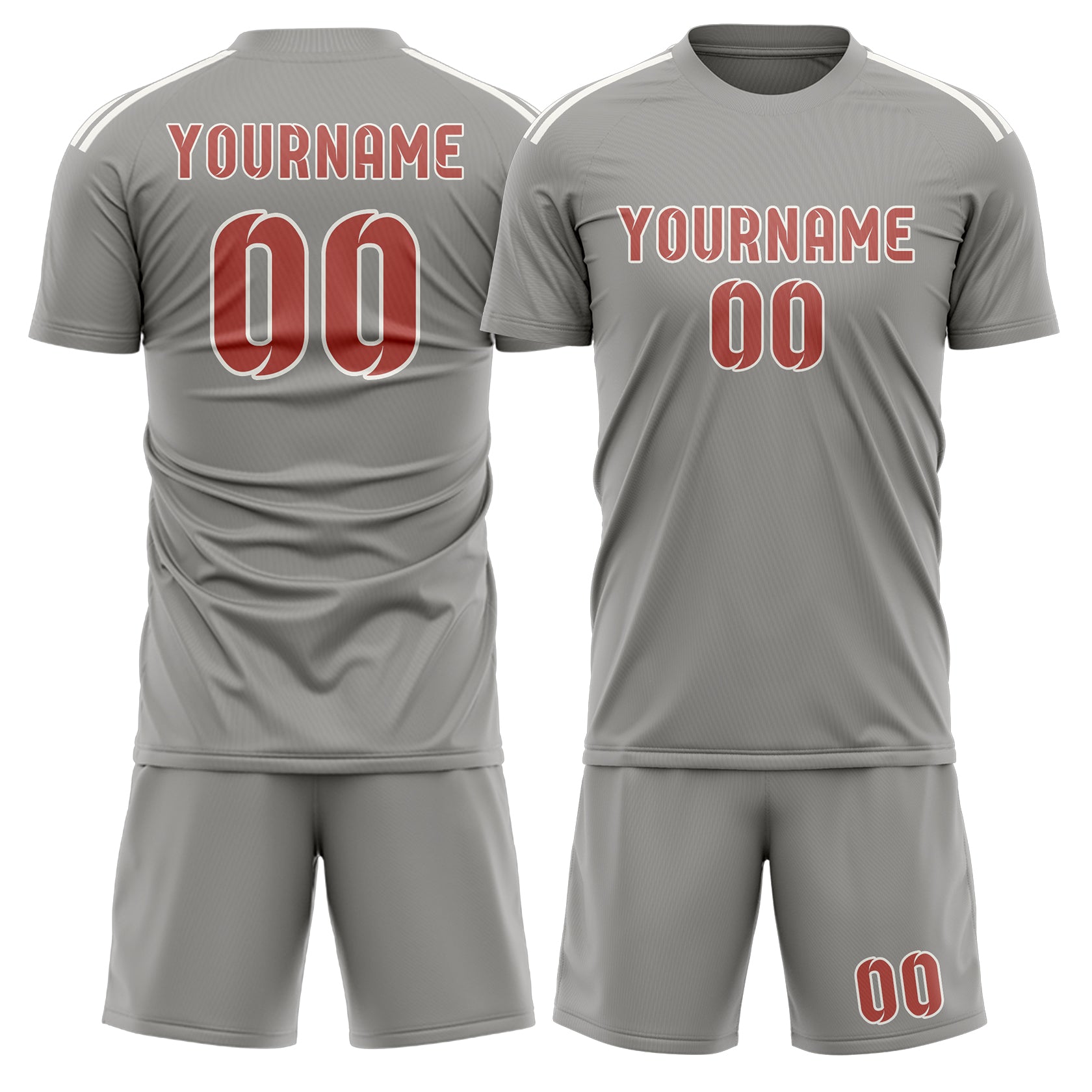 Maßgeschneidertes Professionelles Grau Kupferrose Fußballtrikot-Set
