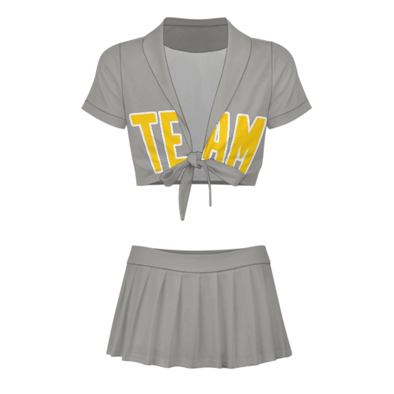 Maßgeschneidertes Grau Gold Cheerleader Outfit Set