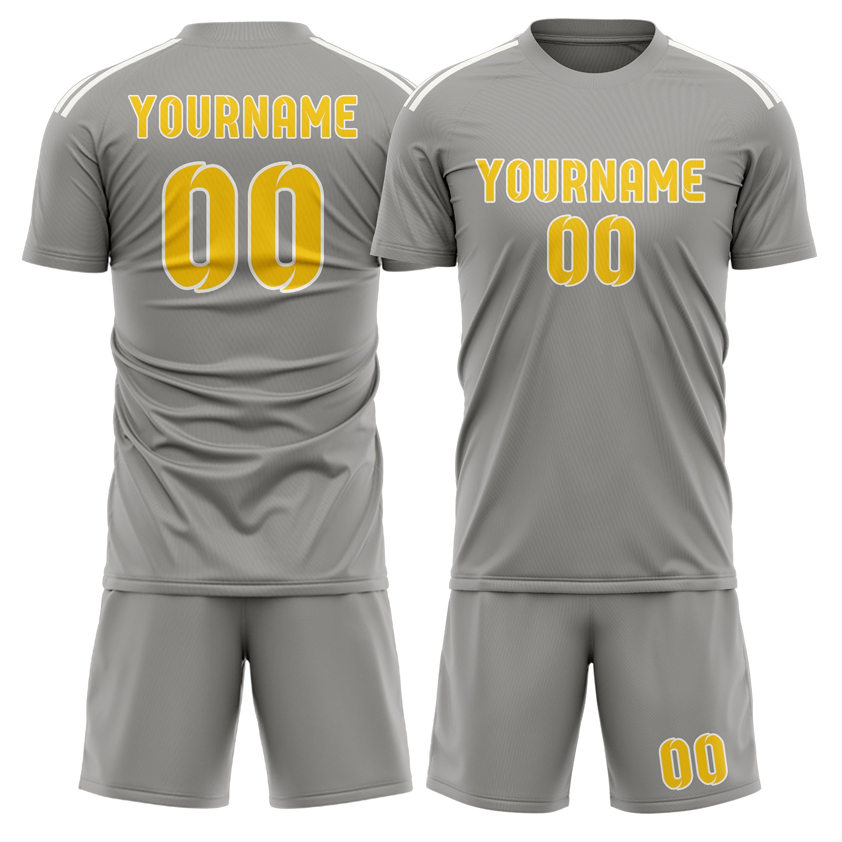 Maßgeschneidertes Professionelles Grau Gold Fußballtrikot-Set