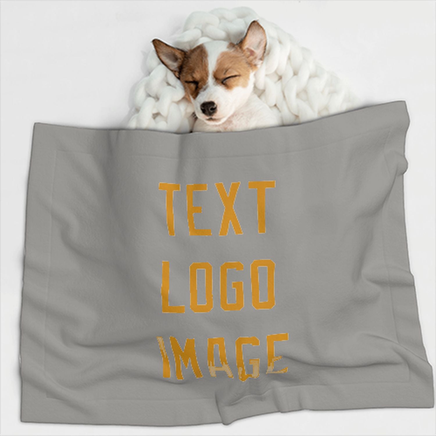 Coperta personalizzata per animali domestici grigia e gialla