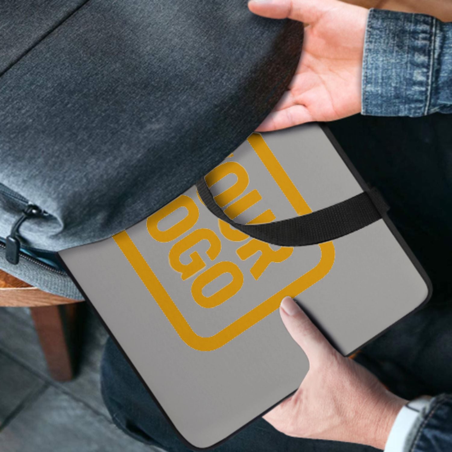 Bolsa de computadora portátil amarilla gris hecha a medida