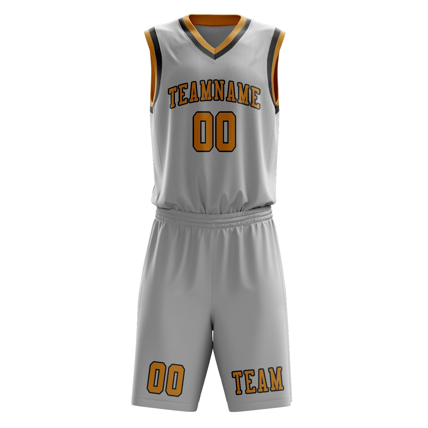 Benutzerdefiniertes Professionelles Grau Gelb Basketballtrikot-Set