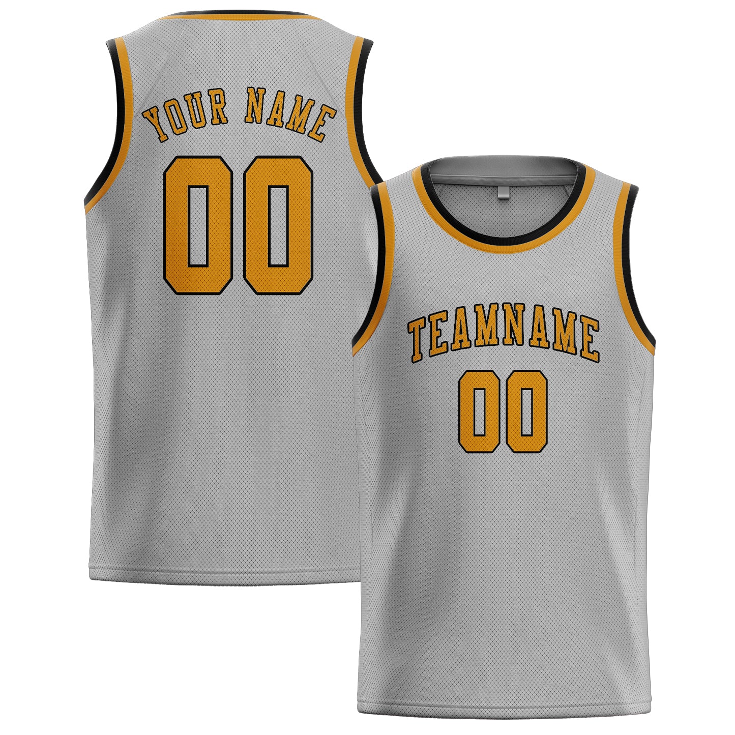 Benutzerdefiniertes Professionelles Grau Gelb Basketballtrikot