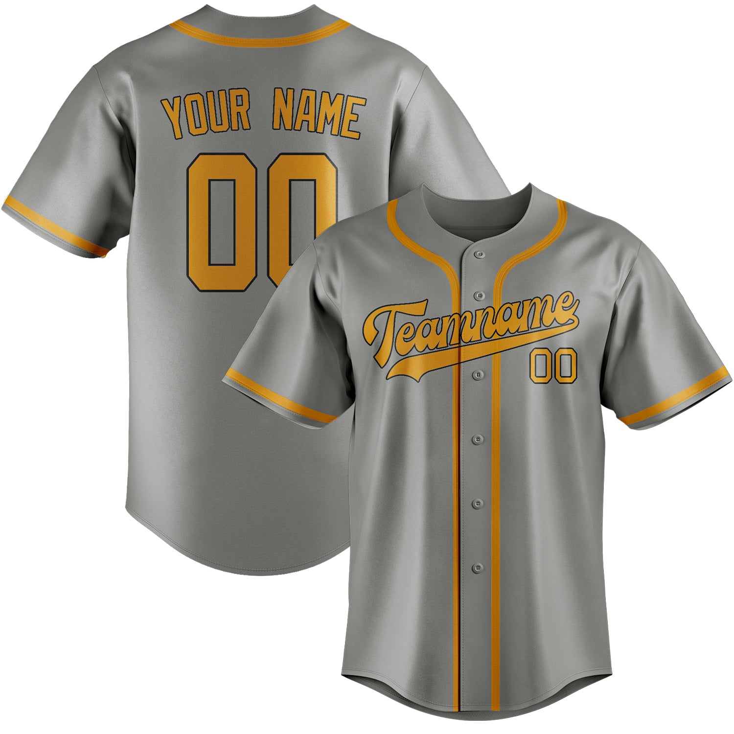 Benutzerdefiniertes Professionelles Grau Gelb Baseballtrikot