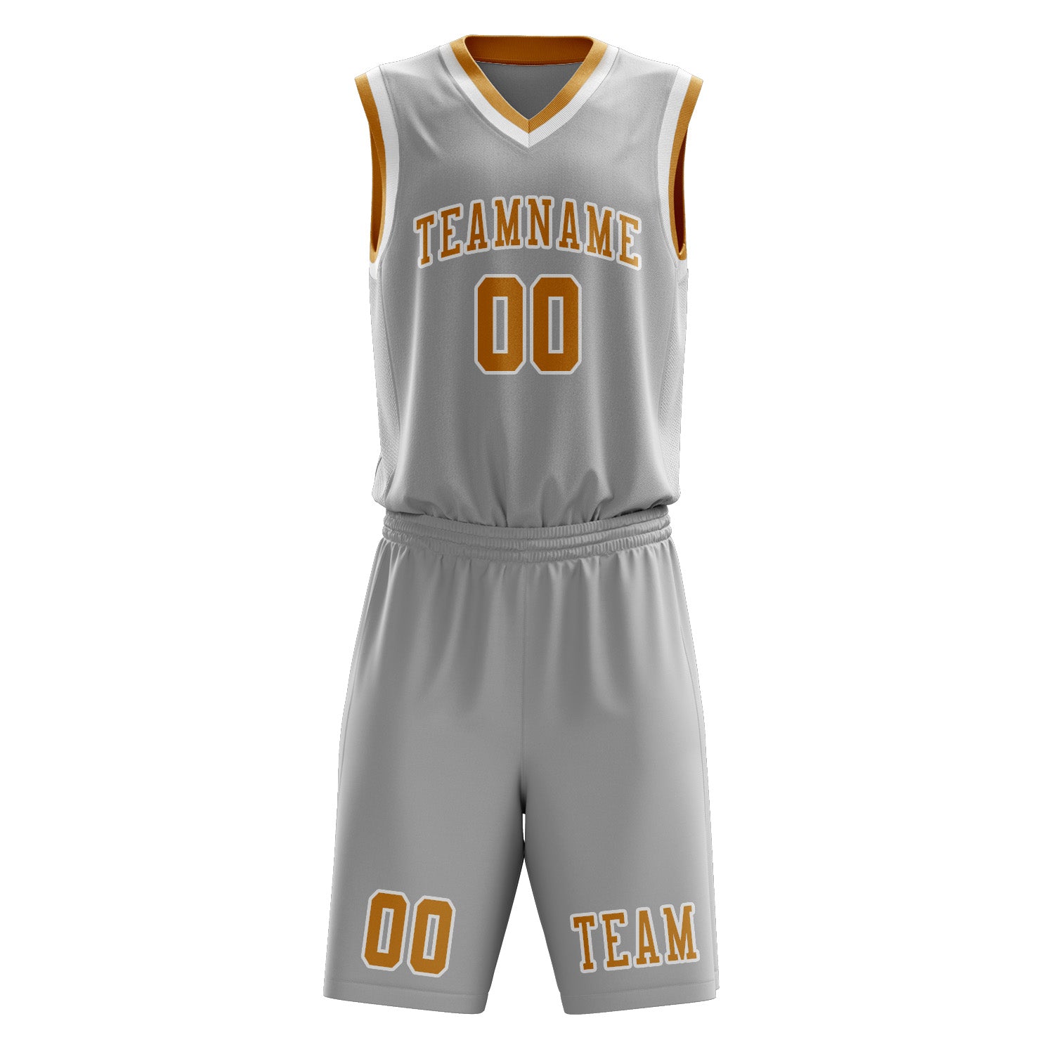 Benutzerdefiniertes Professionelles Grau Gelb Basketballtrikot-Set