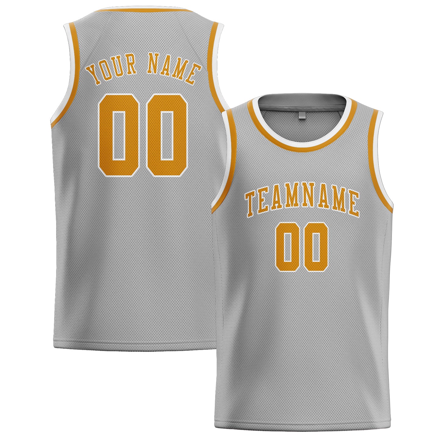 Benutzerdefiniertes Professionelles Grau Gelb Basketballtrikot