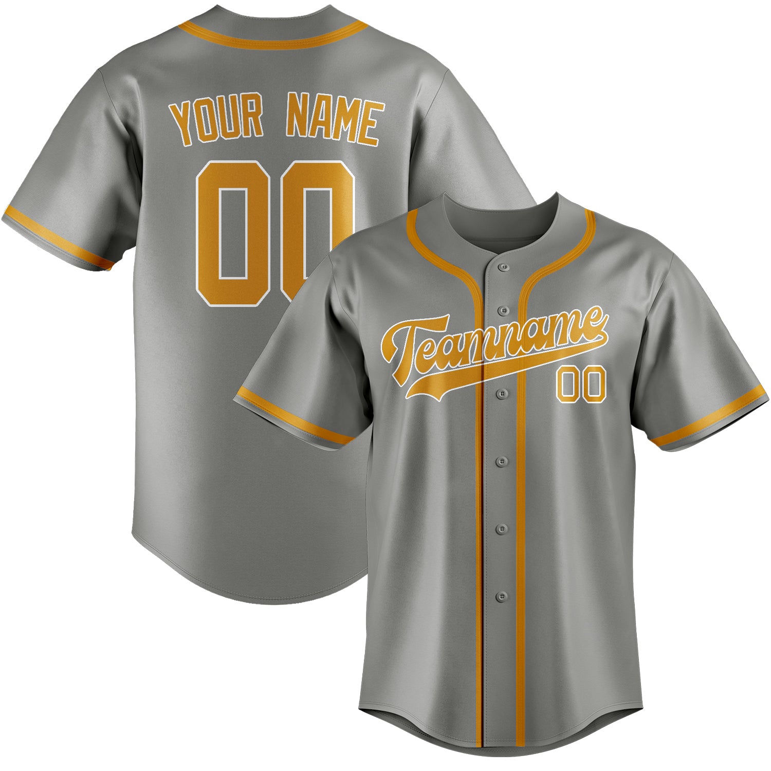 Benutzerdefiniertes Professionelles Grau Gelb Baseballtrikot