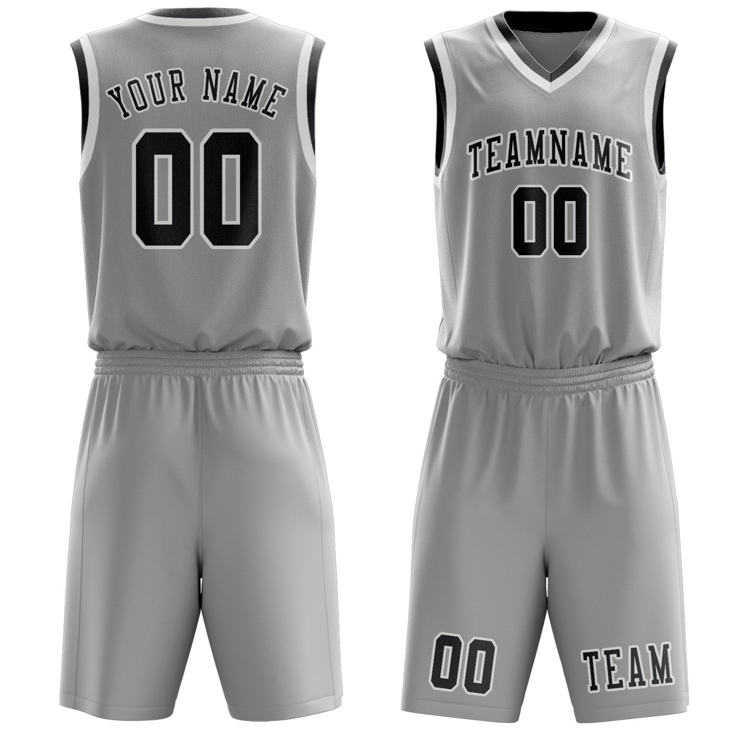 Benutzerdefiniertes Professionelles Grau Dunkelgrau Basketballtrikot-Set