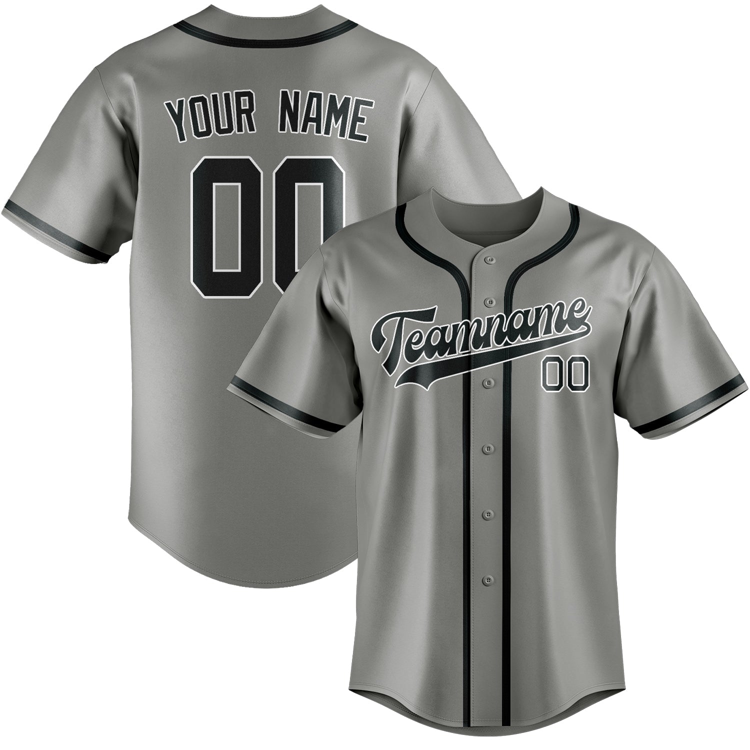 Benutzerdefiniertes Professionelles Grau Dunkelgrau Baseballtrikot