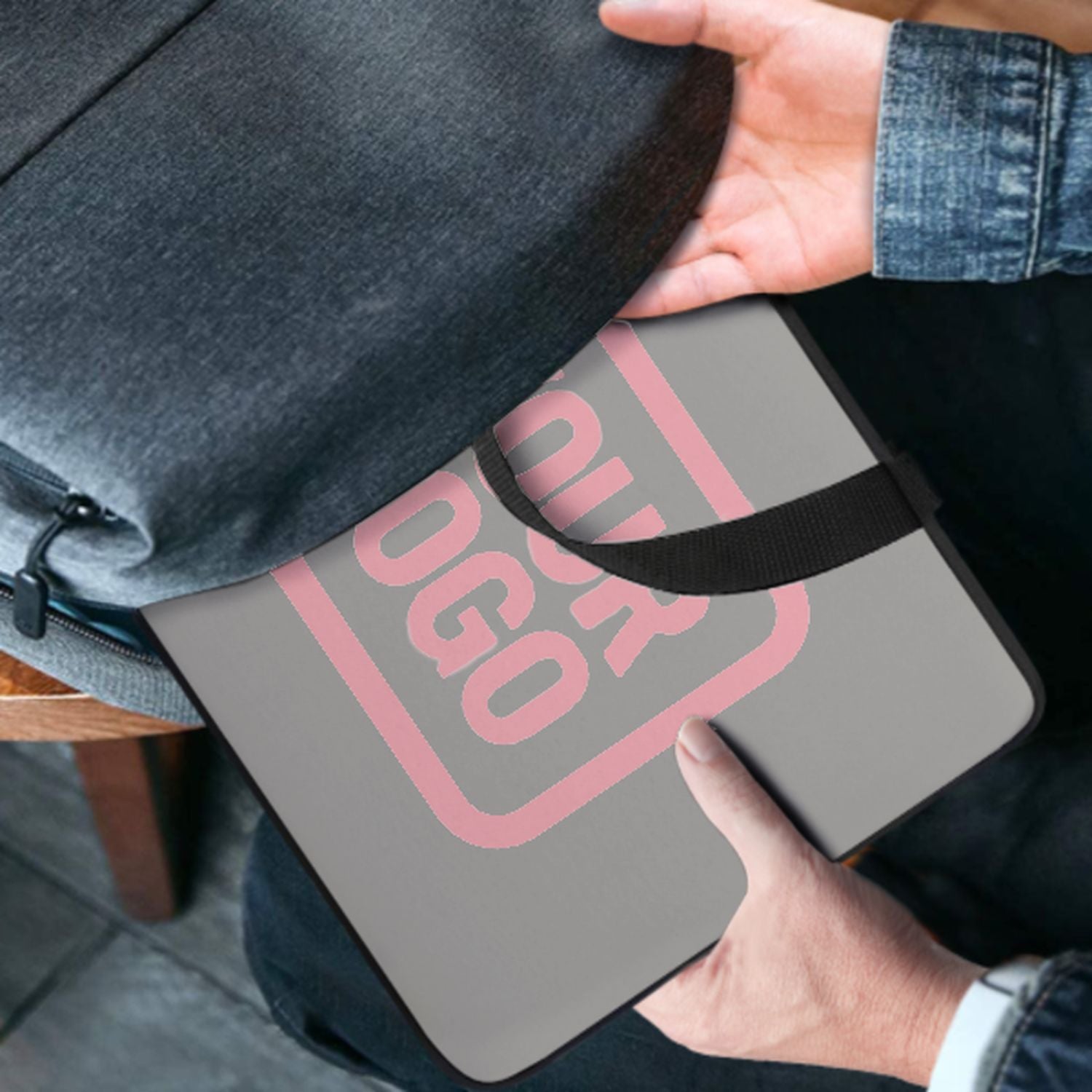 Bolsa de laptop de color rosa claro gris hecho a medida
