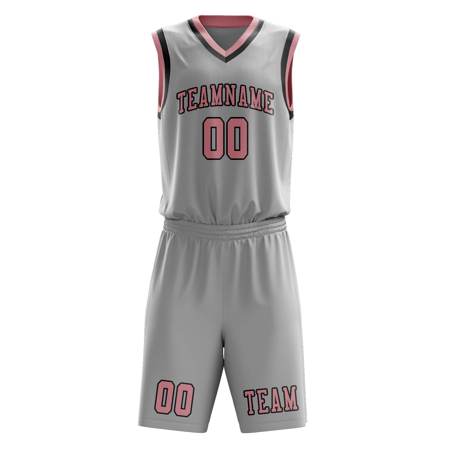 Benutzerdefiniertes Professionelles Grau Rosa Basketballtrikot-Set
