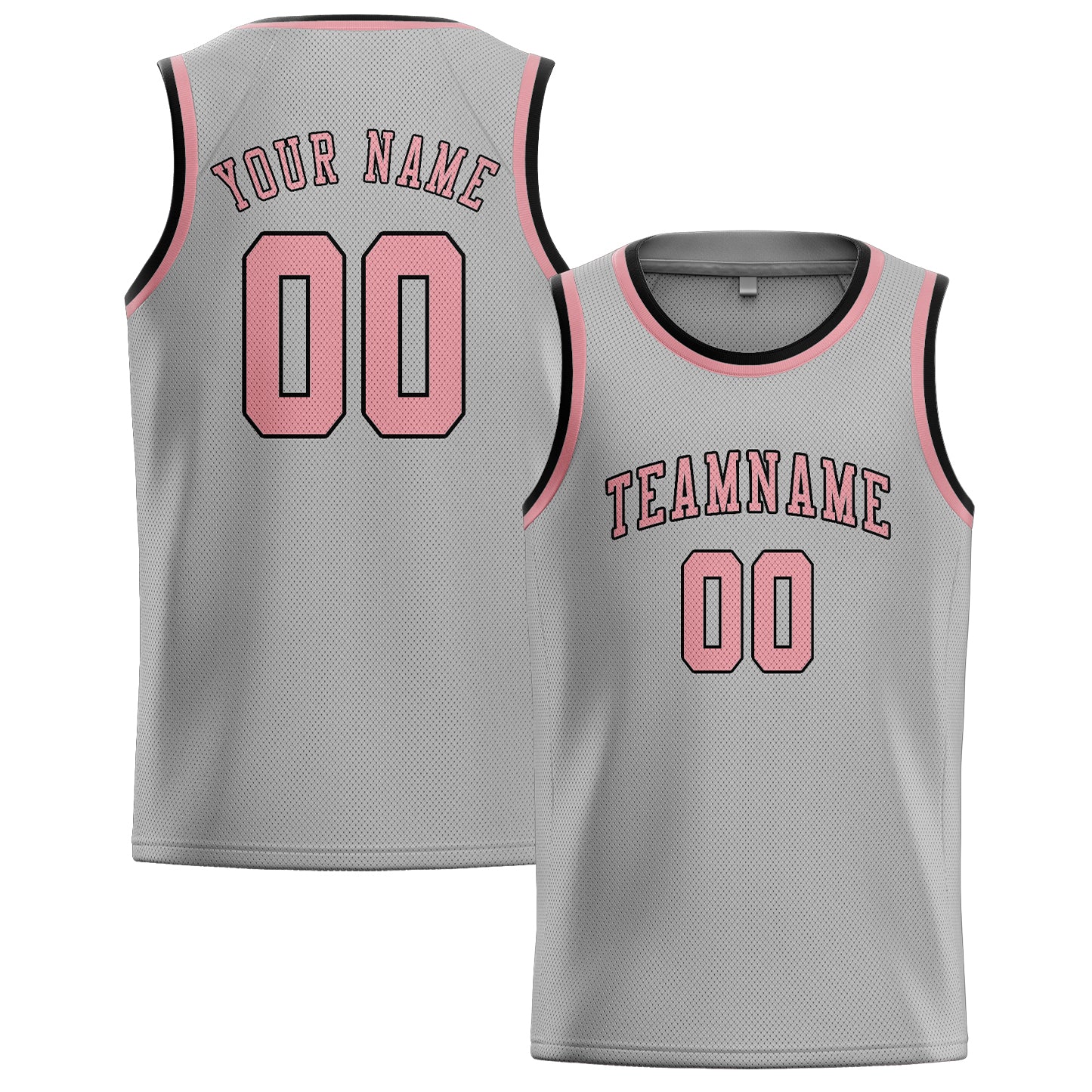 Benutzerdefiniertes Professionelles Grau Rosa Basketballtrikot
