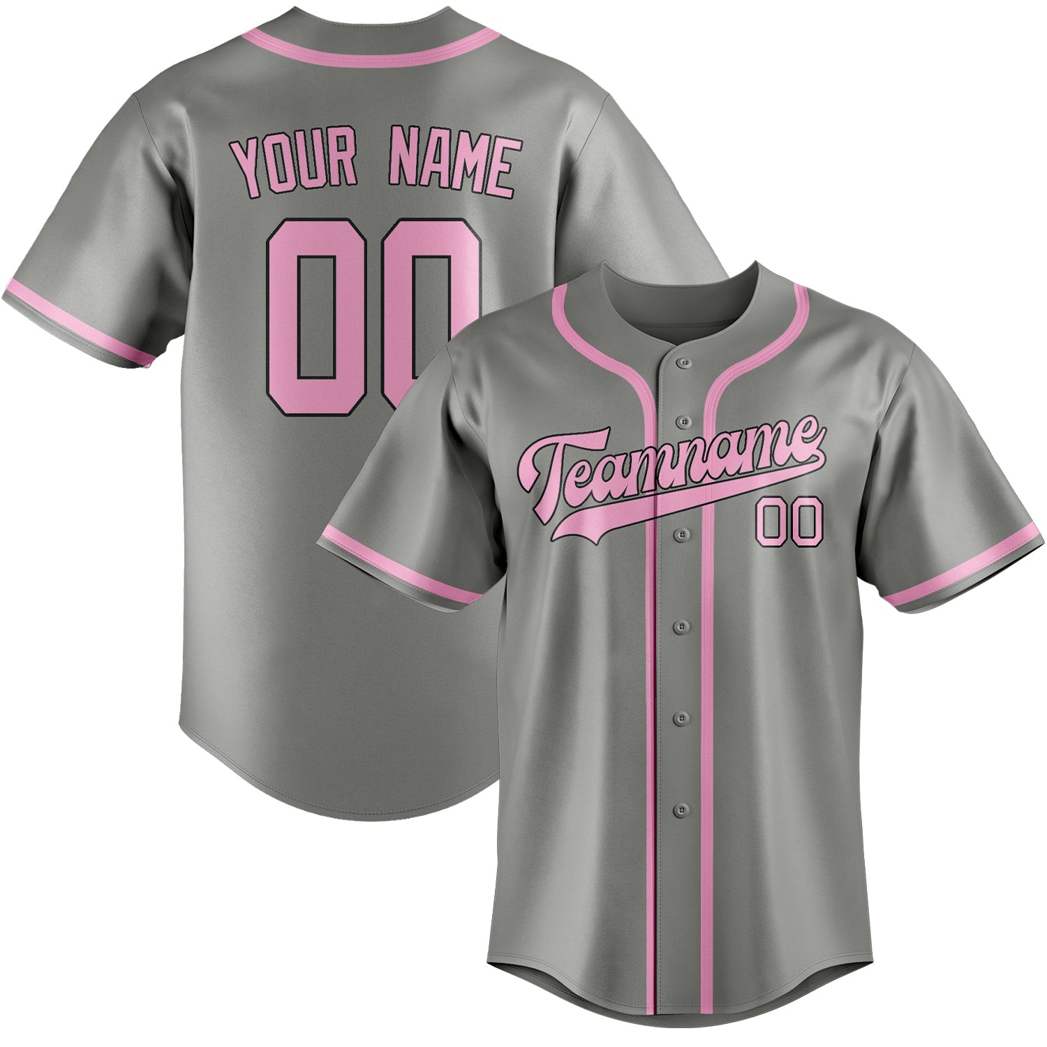 Benutzerdefiniertes Professionelles Grau Rosa Baseballtrikot