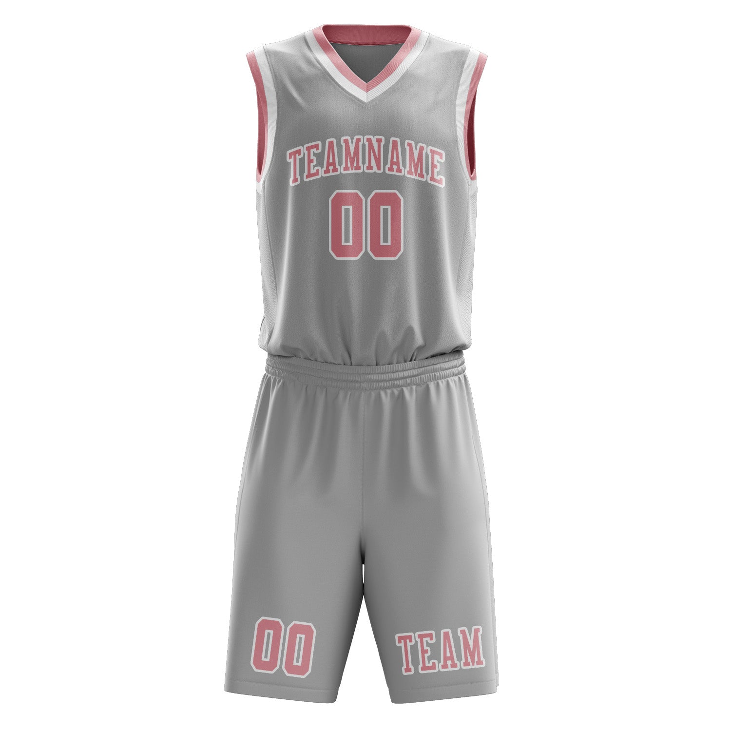 Benutzerdefiniertes Professionelles Grau Rosa Basketballtrikot-Set