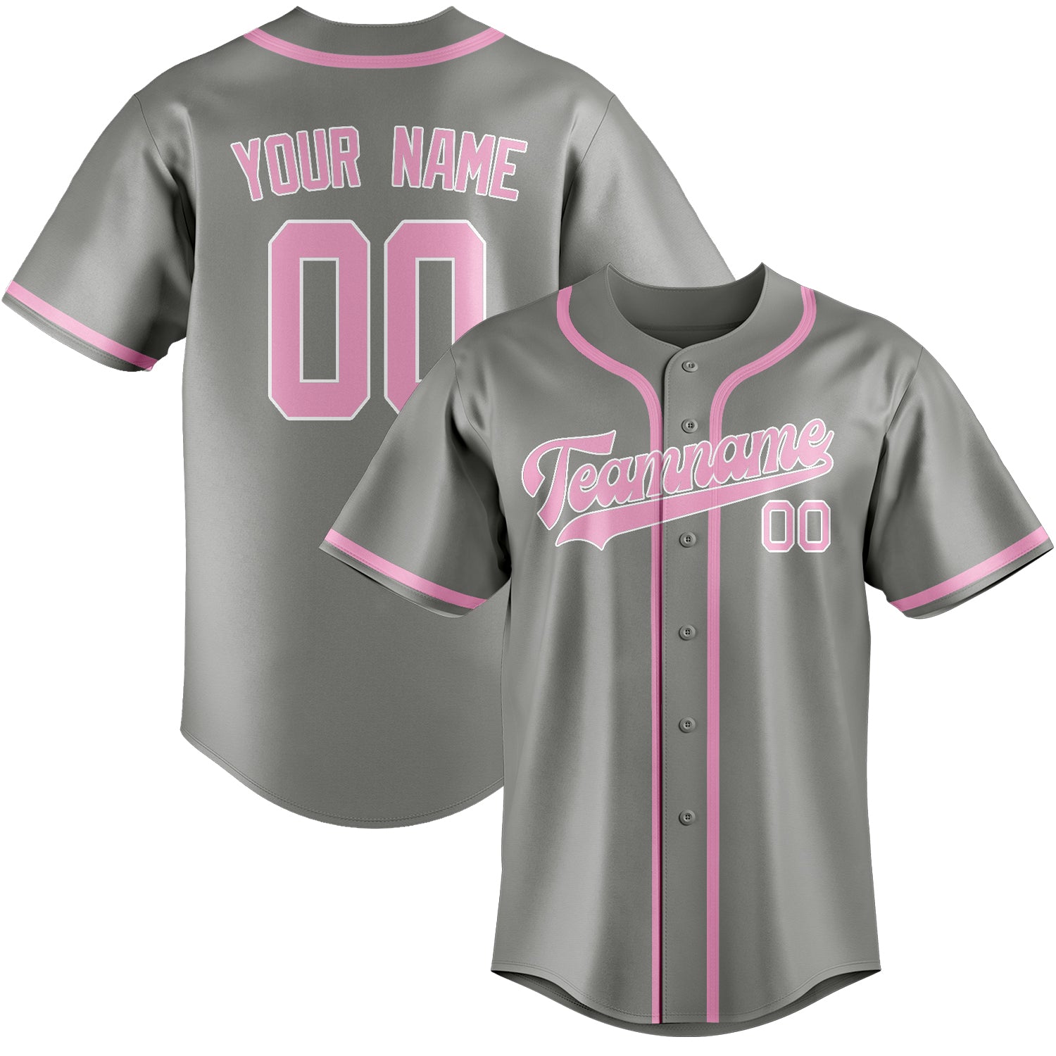 Benutzerdefiniertes Professionelles Grau Rosa Baseballtrikot
