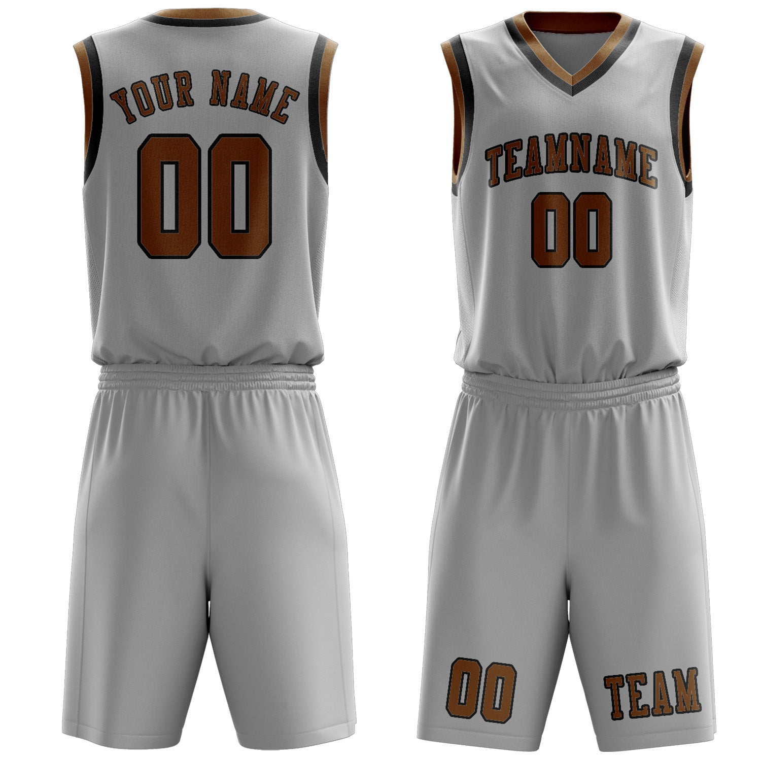 Benutzerdefiniertes Professionelles Grau Khaki Basketballtrikot-Set