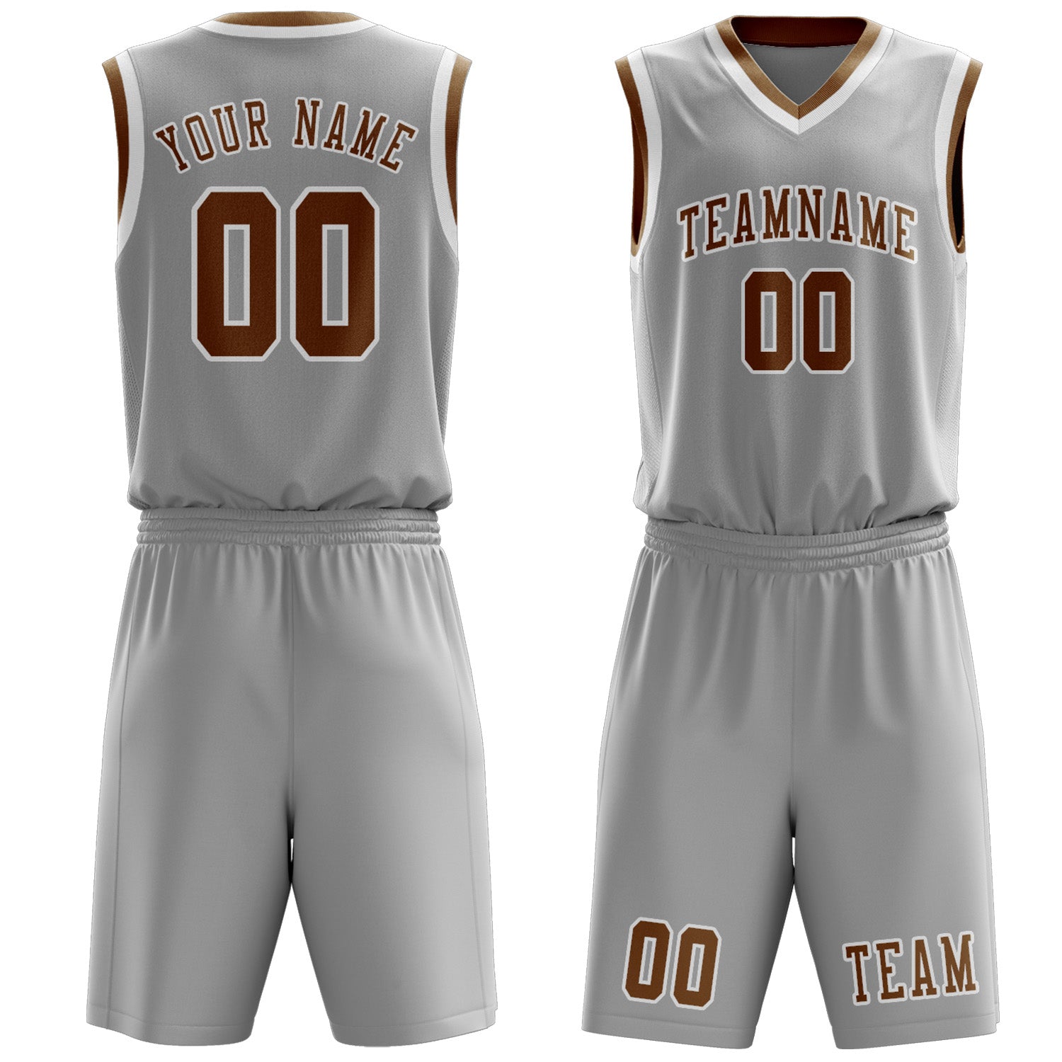 Benutzerdefiniertes Professionelles Grau Khaki Basketballtrikot-Set