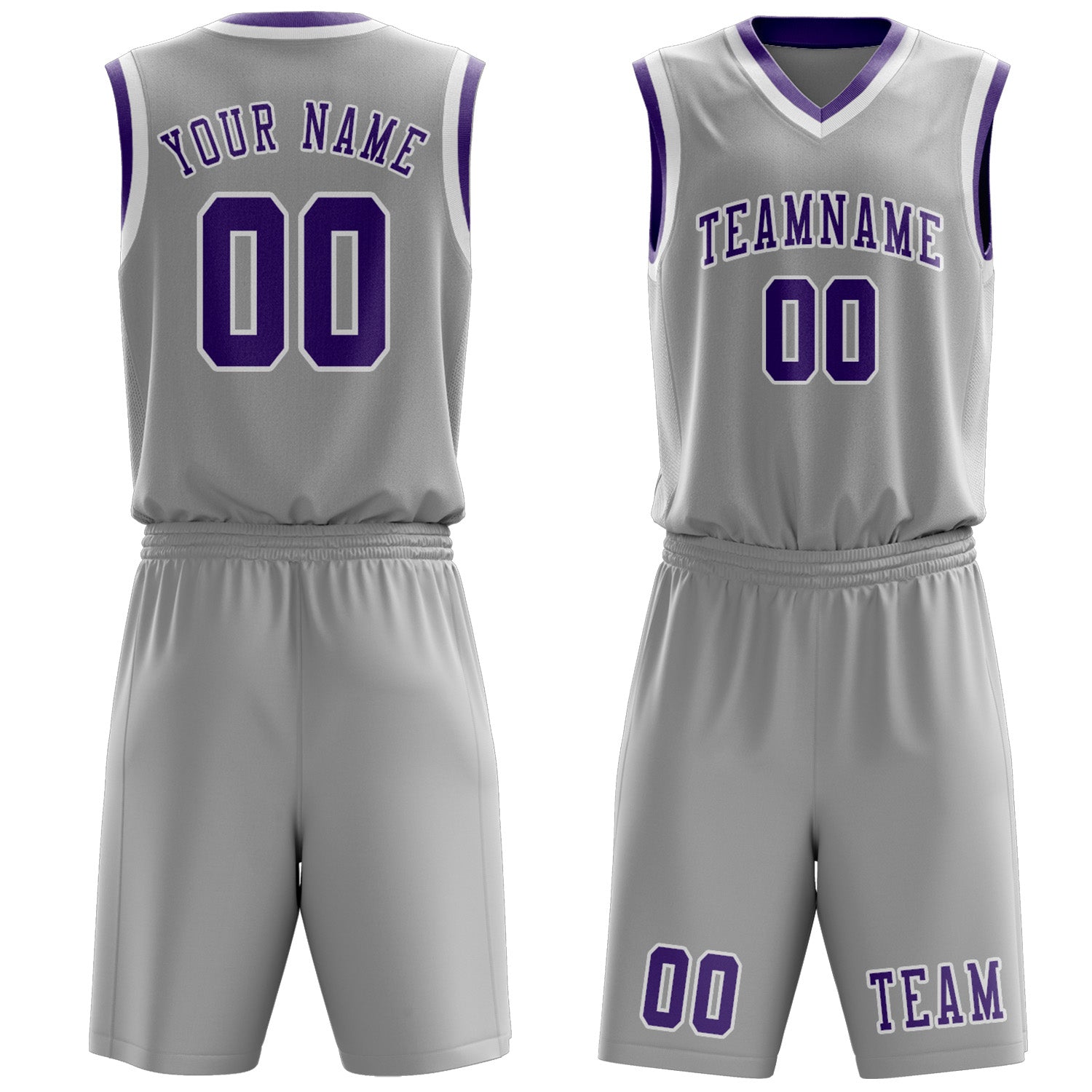 Benutzerdefiniertes Professionelles Grau Lavendel Basketballtrikot-Set