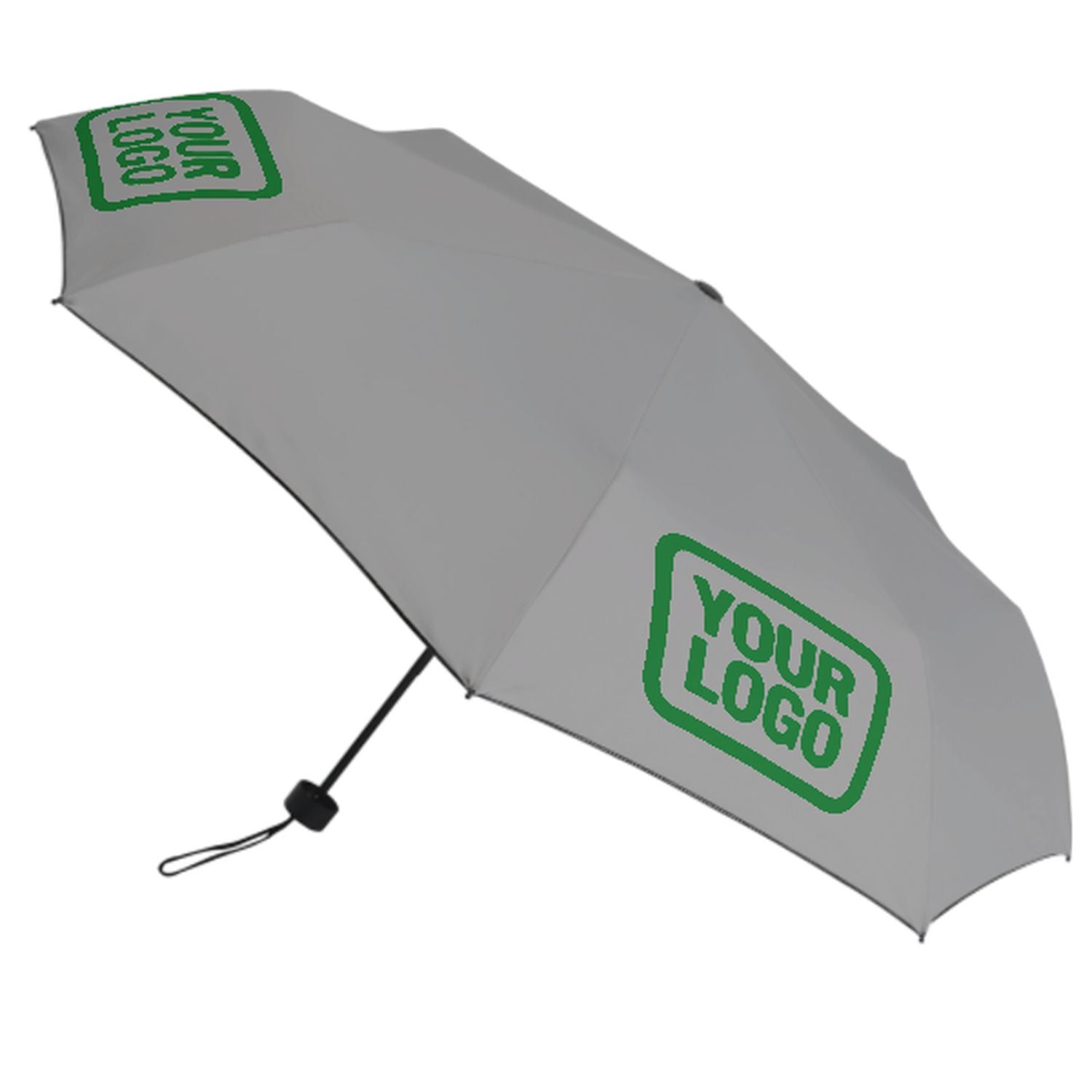 Maßgeschneidertes Grau Smaragdgrün Automatik-Regenschirm