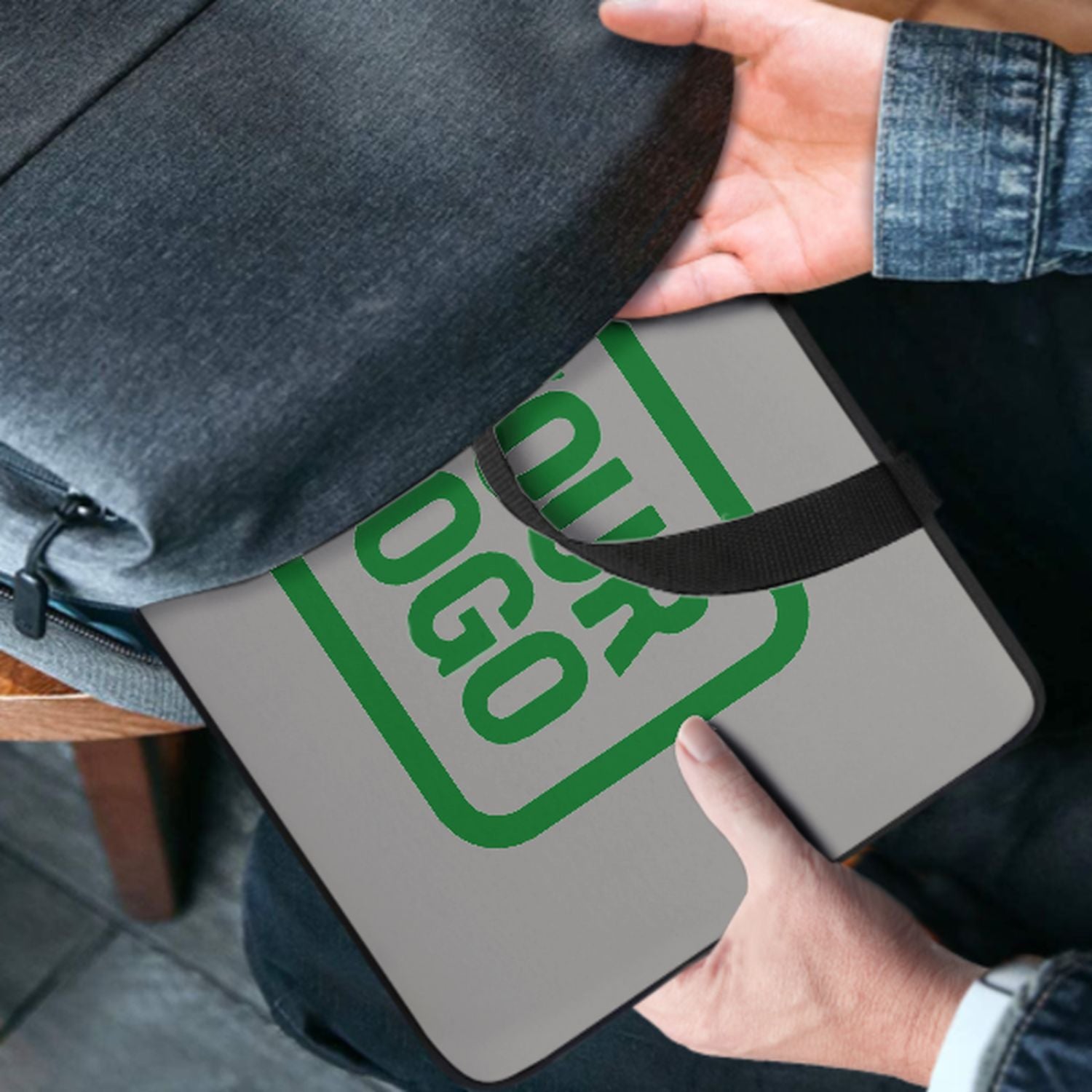 Bolsa de laptop verde esmeralda gris hecha a medida