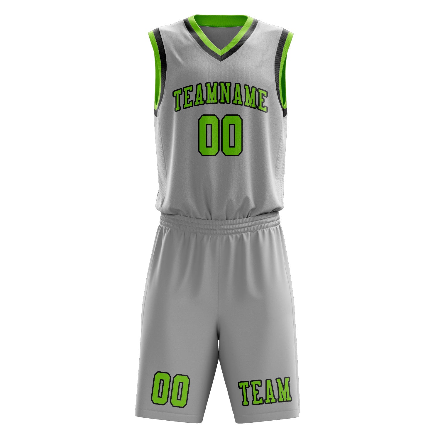 Benutzerdefiniertes Professionelles Grau Smaragdgrün Basketballtrikot-Set