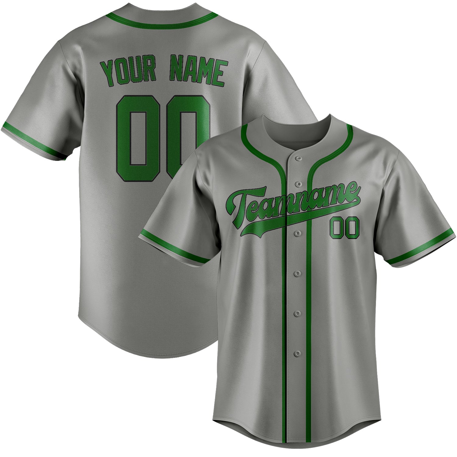 Benutzerdefiniertes Professionelles Grau Smaragdgrün Baseballtrikot