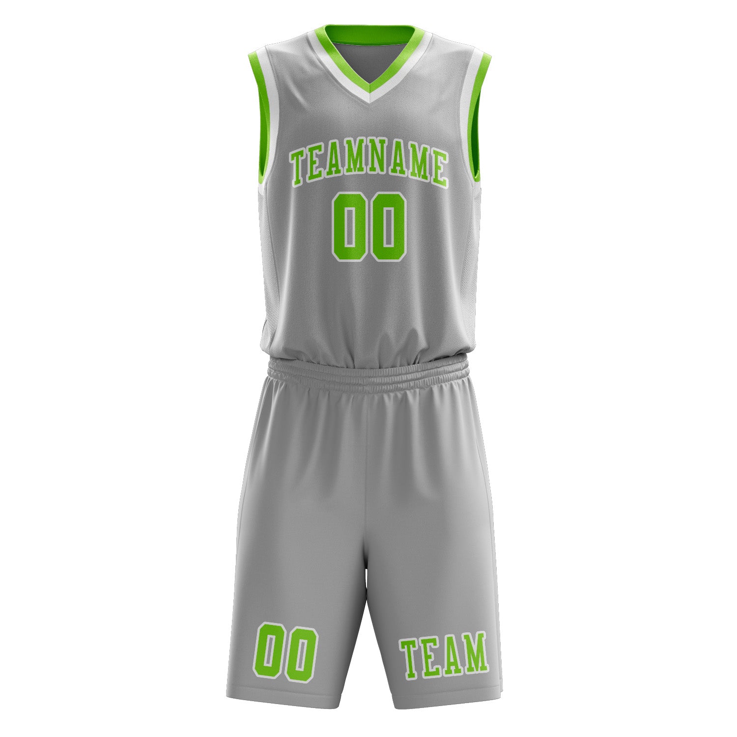 Benutzerdefiniertes Professionelles Grau Smaragdgrün Basketballtrikot-Set