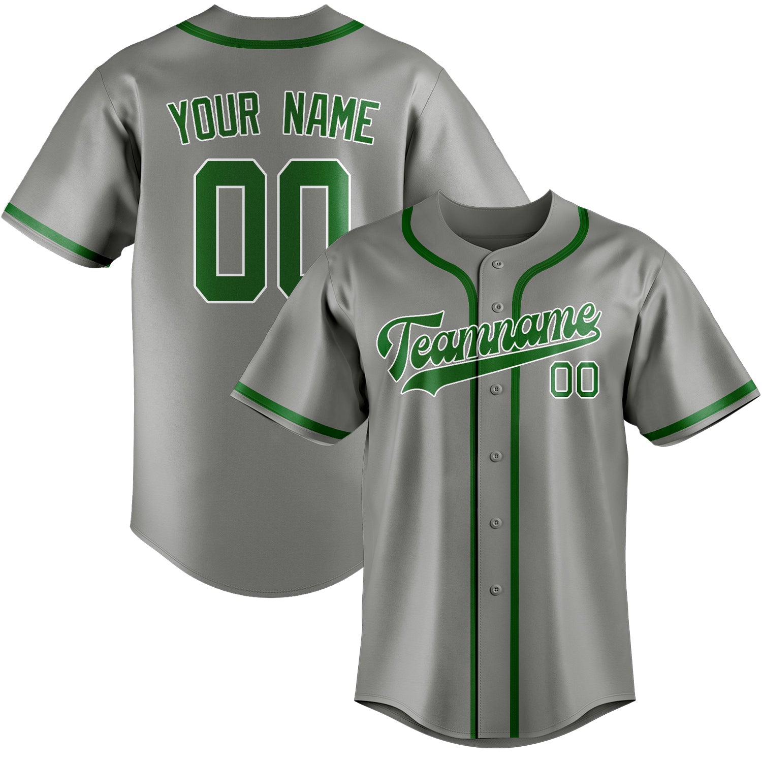 Benutzerdefiniertes Professionelles Grau Smaragdgrün Baseballtrikot