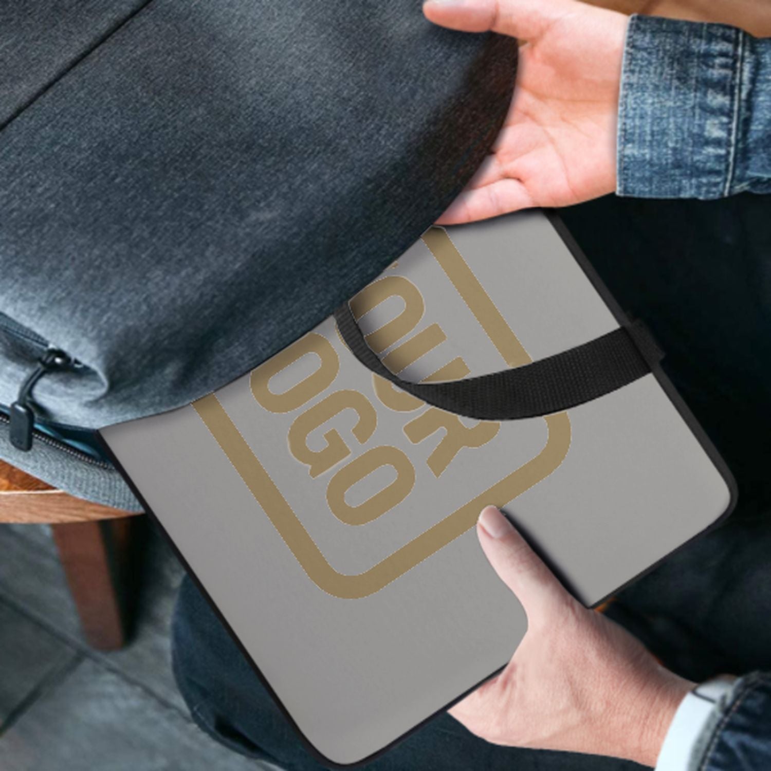 Bolsa de laptop de color gris hecho a medida