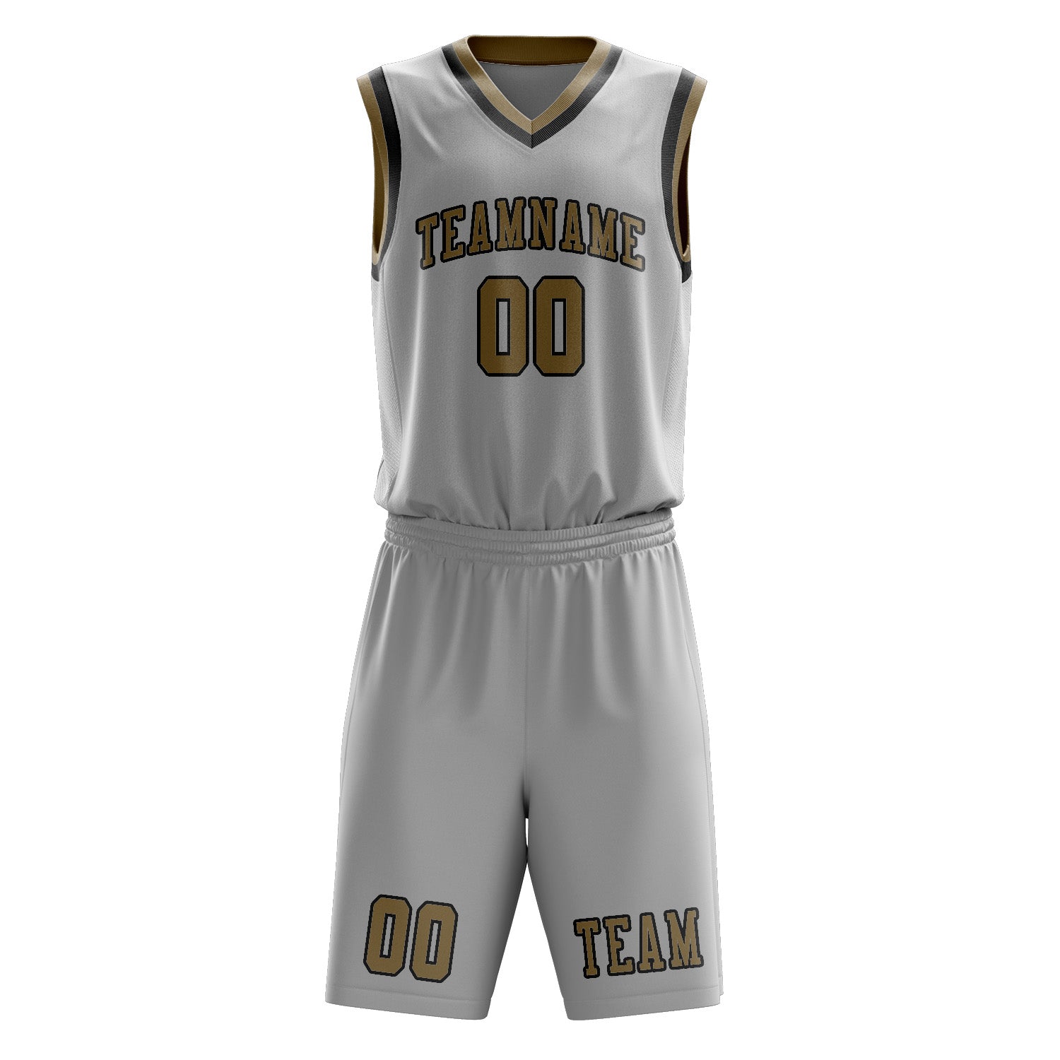 Benutzerdefiniertes Professionelles Grau Hellkhaki Basketballtrikot-Set