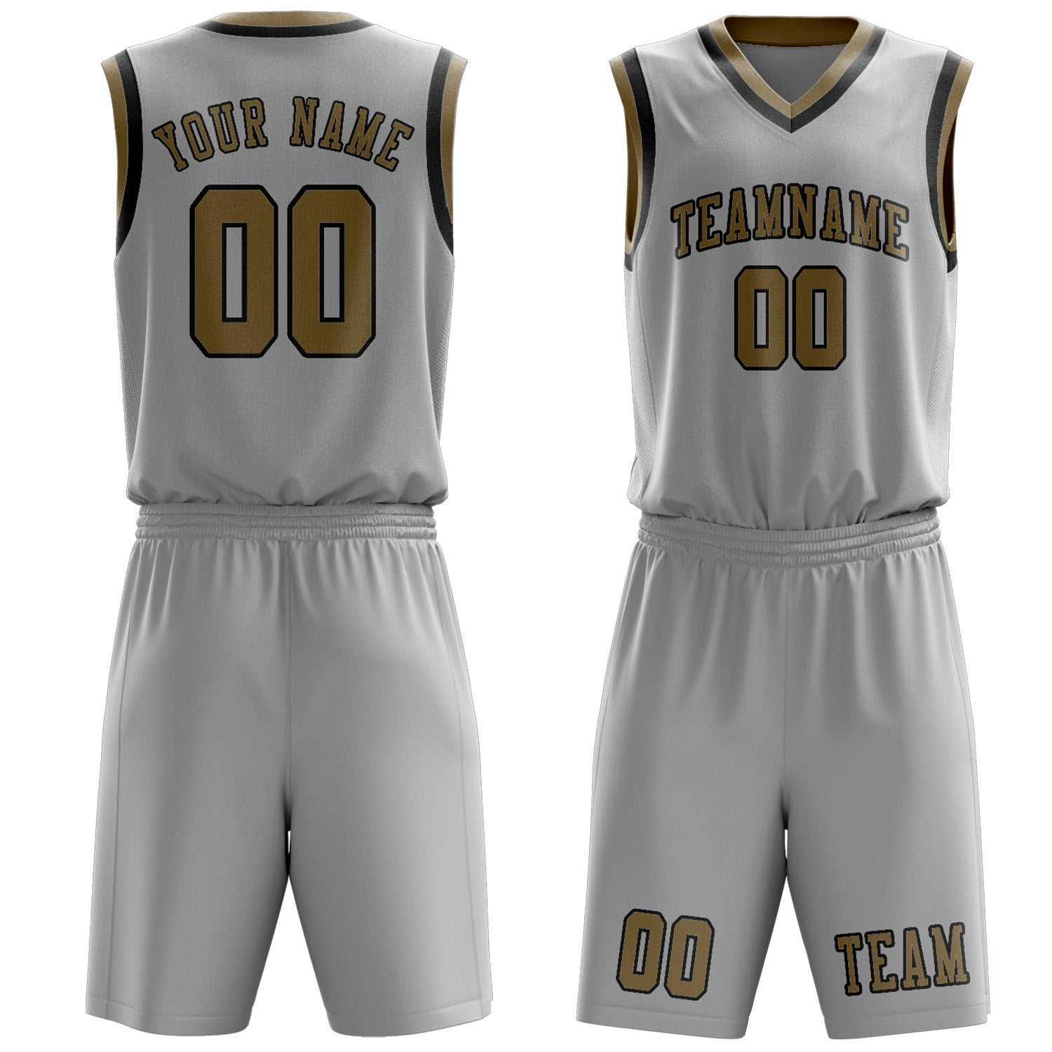 Benutzerdefiniertes Professionelles Grau Hellkhaki Basketballtrikot-Set