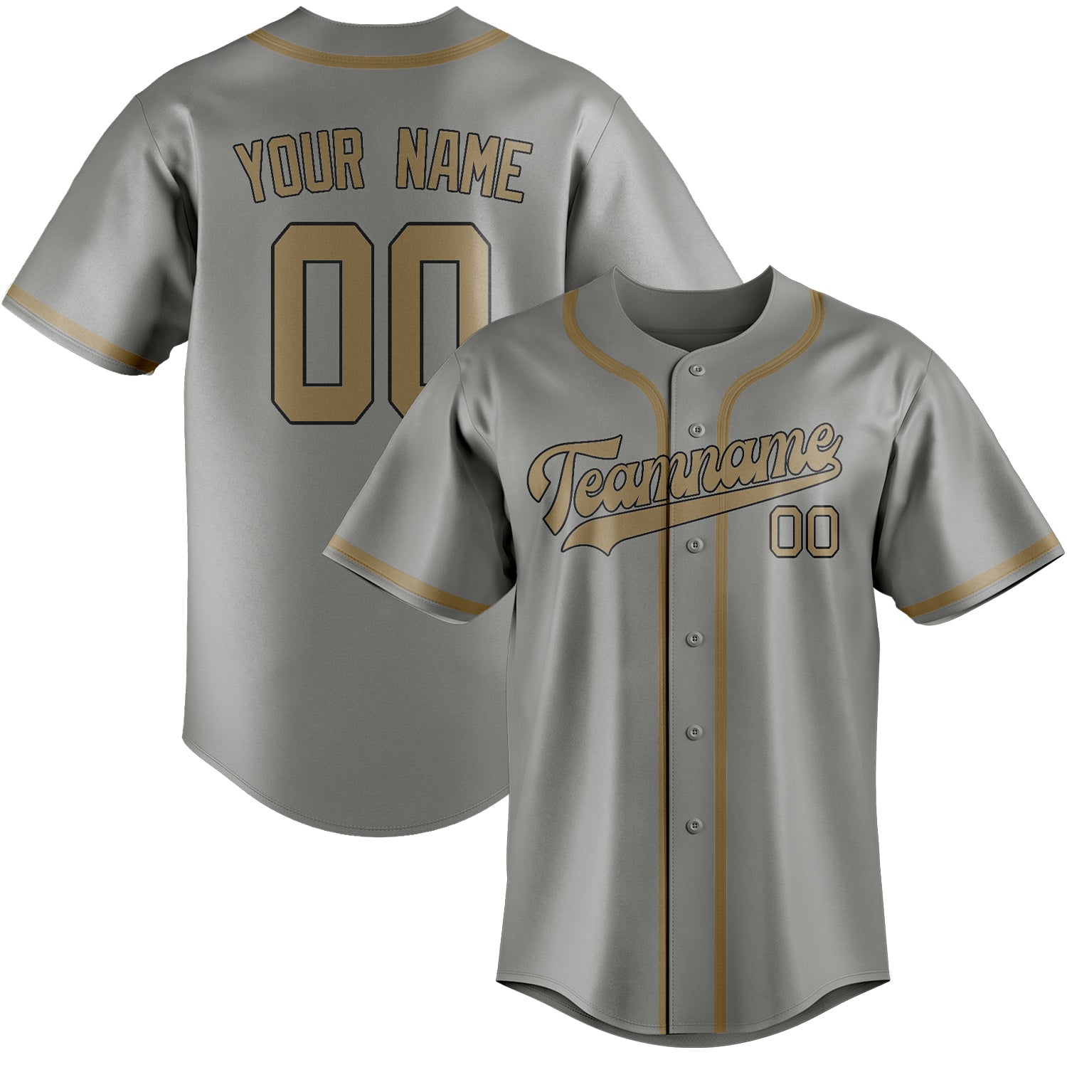 Benutzerdefiniertes Professionelles Grau Hellkhaki Baseballtrikot