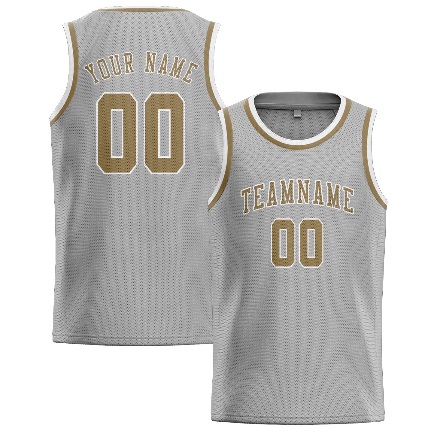 Benutzerdefiniertes Professionelles Grau Hellkhaki Basketballtrikot