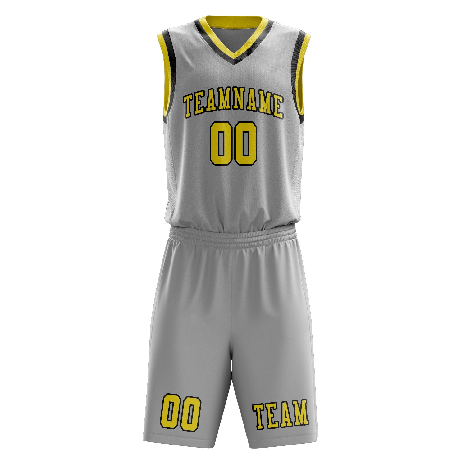 Benutzerdefiniertes Professionelles Grau Blassgelb Basketballtrikot-Set