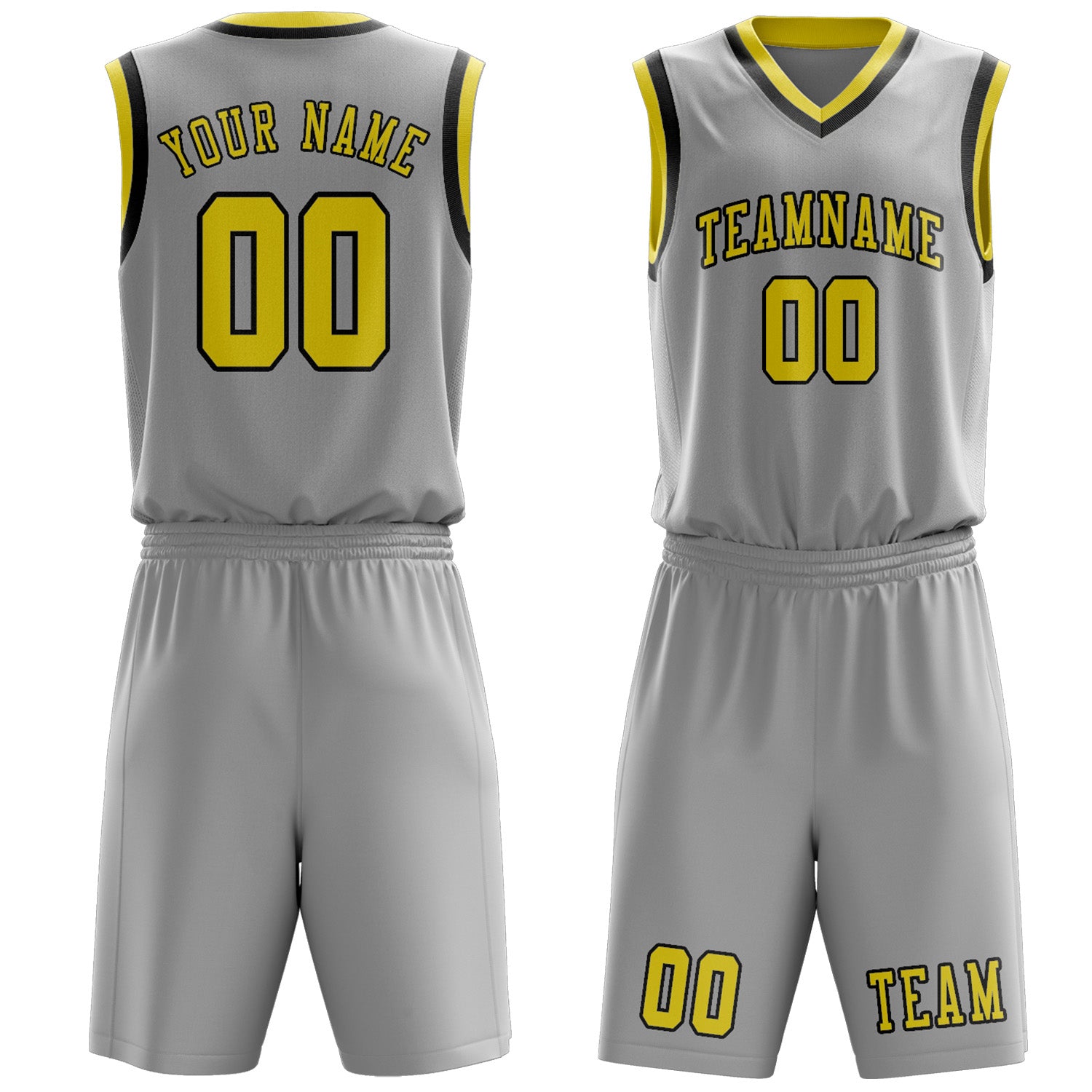 Benutzerdefiniertes Professionelles Grau Blassgelb Basketballtrikot-Set