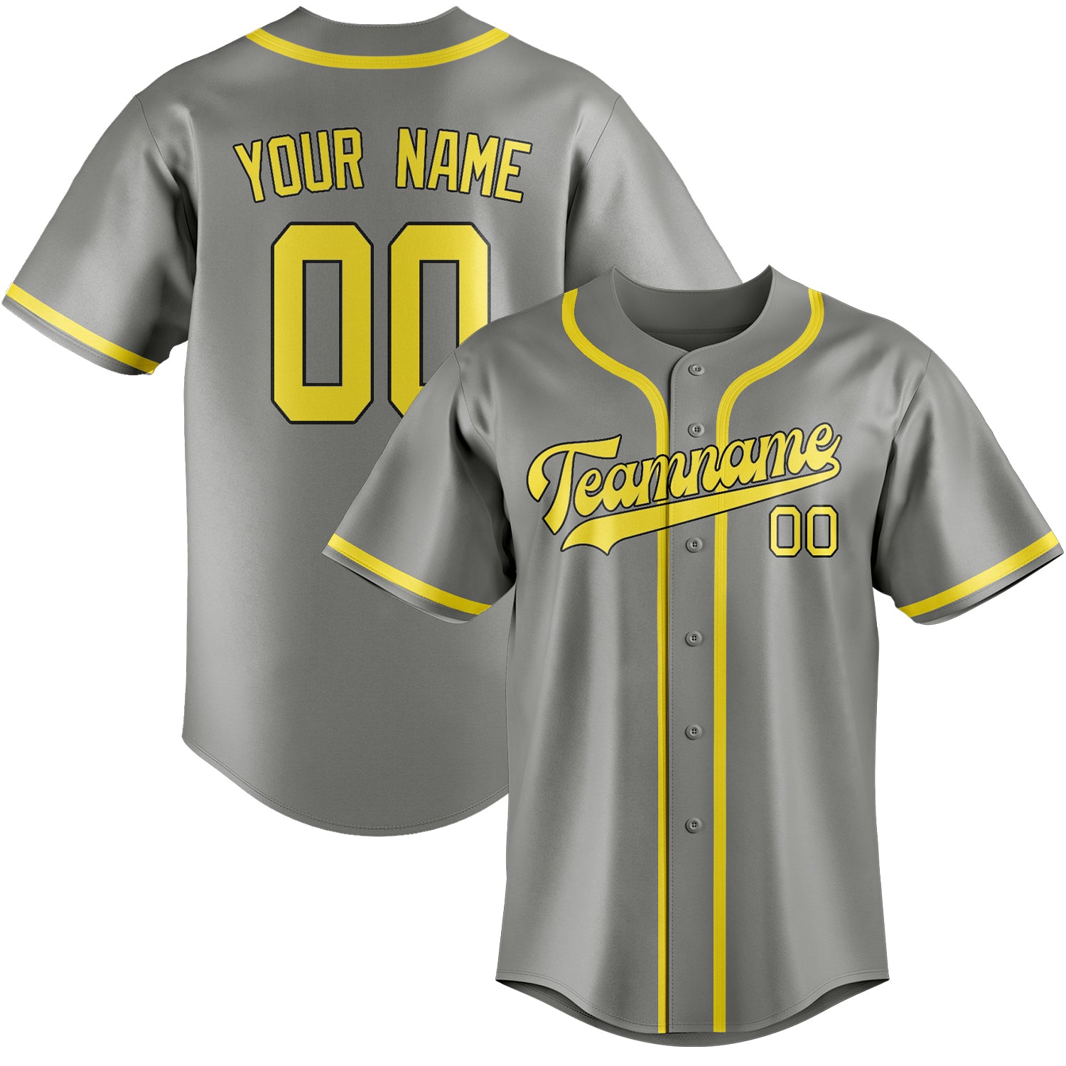 Benutzerdefiniertes Professionelles Grau Blassgelb Baseballtrikot