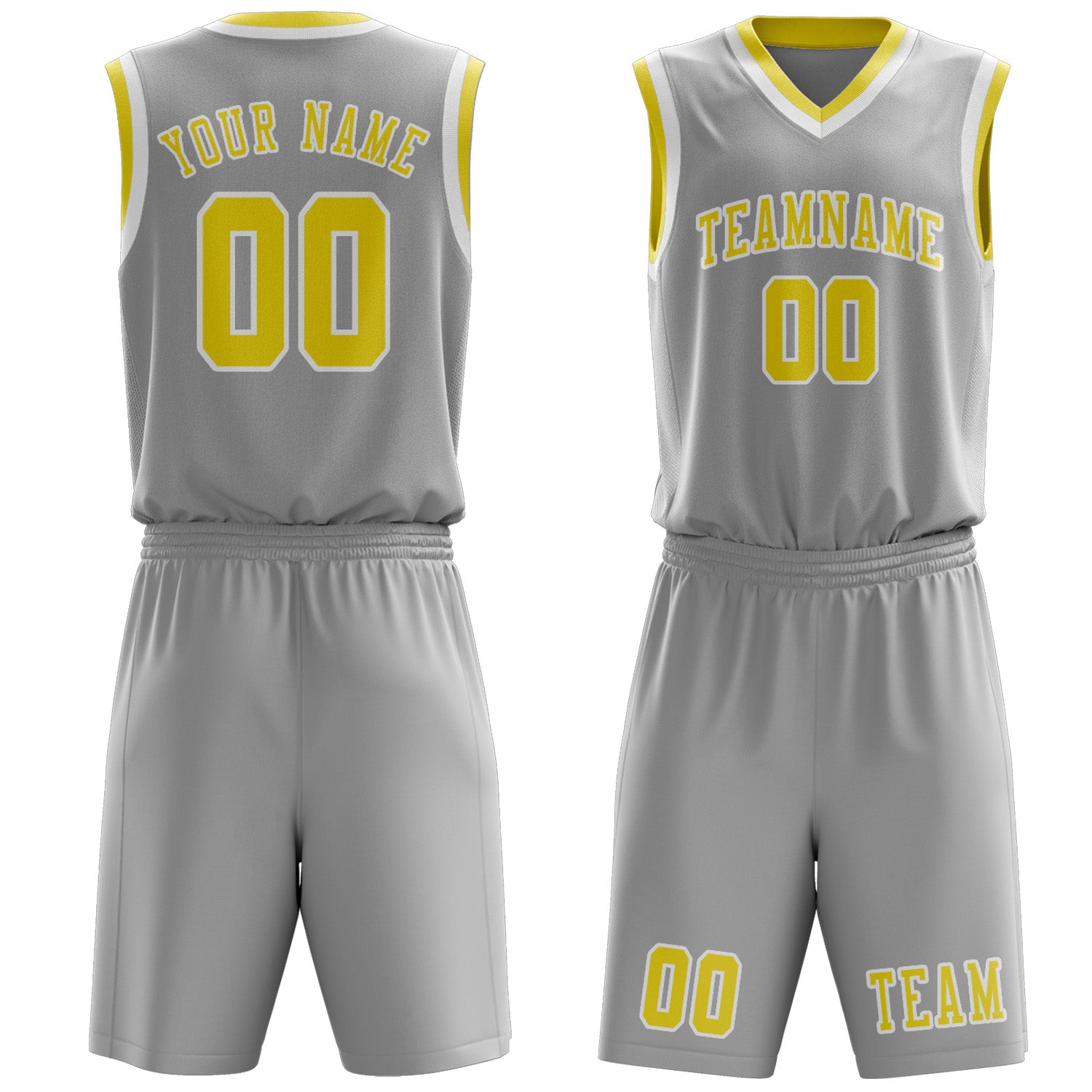 Benutzerdefiniertes Professionelles Grau Blassgelb Basketballtrikot-Set