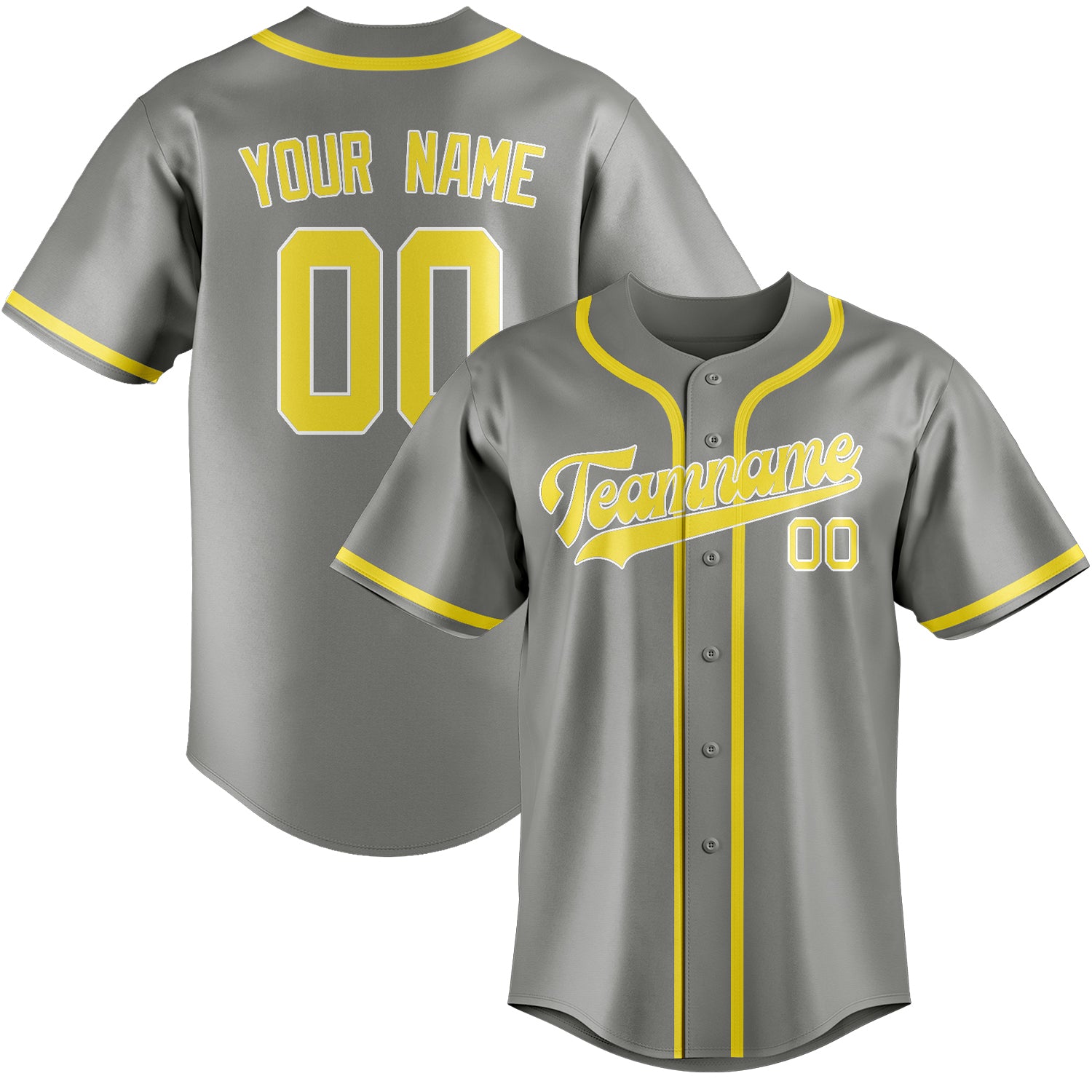 Benutzerdefiniertes Professionelles Grau Blassgelb Baseballtrikot