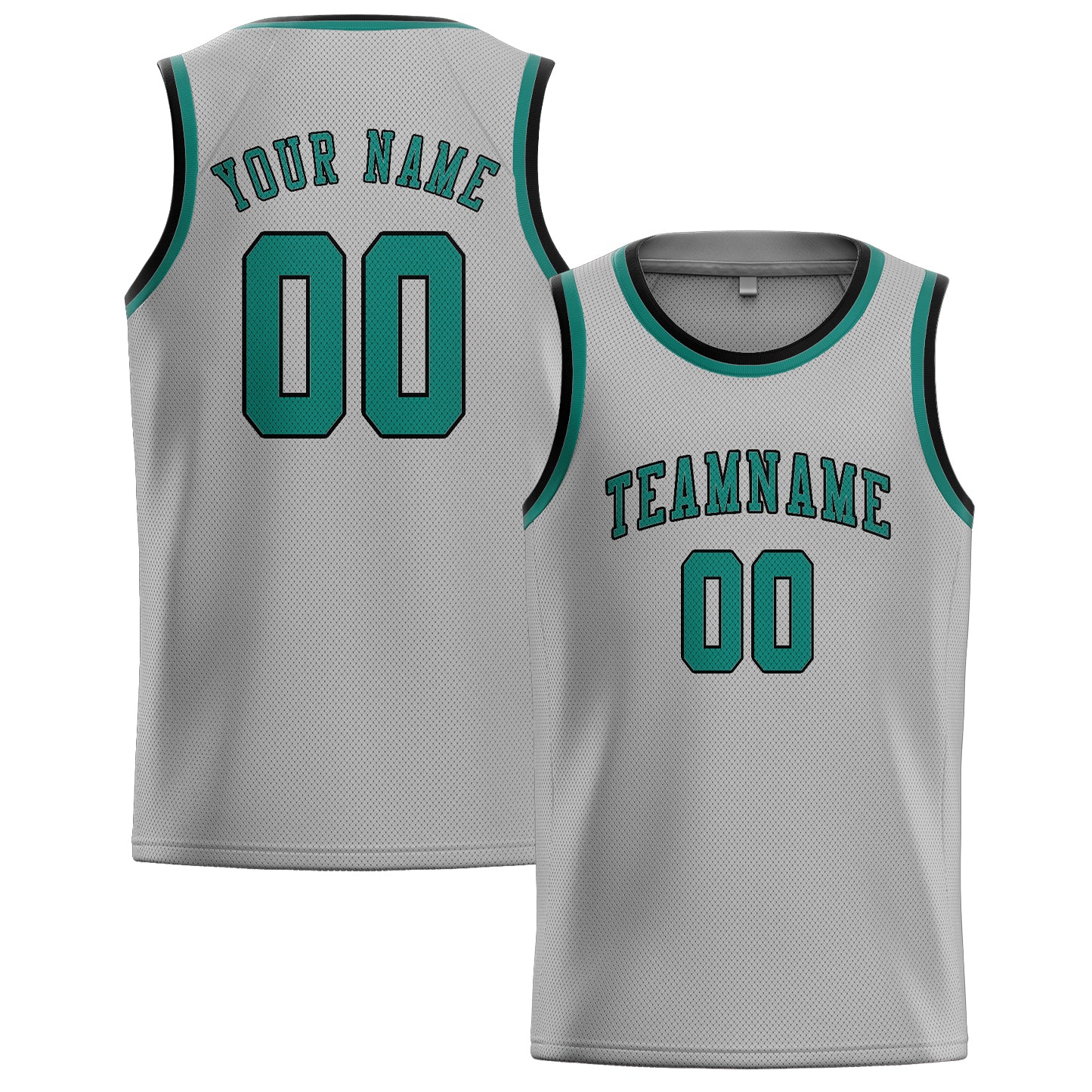 Benutzerdefiniertes Professionelles Grau Blaugrün Basketballtrikot