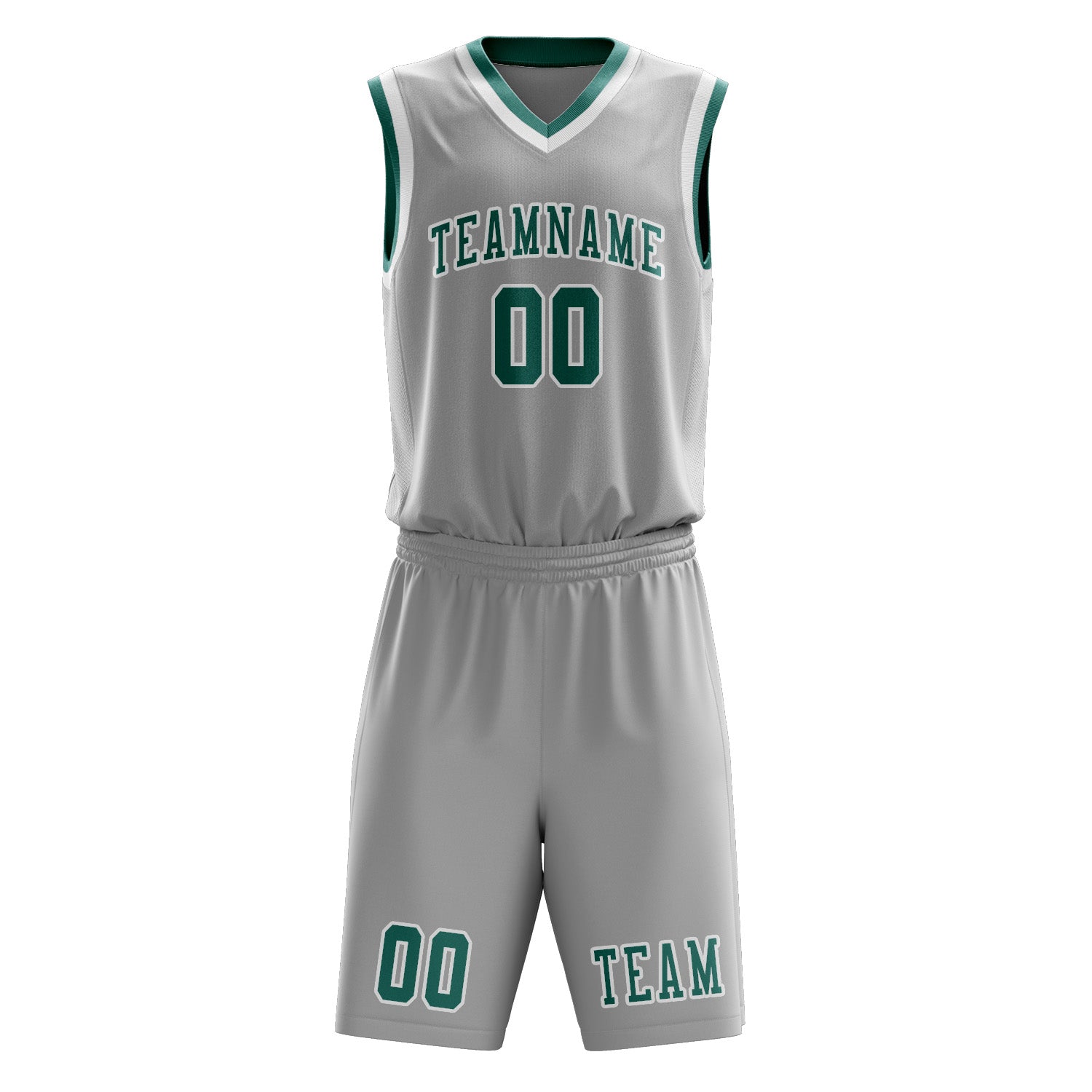 Benutzerdefiniertes Professionelles Grau Blaugrün Basketballtrikot-Set