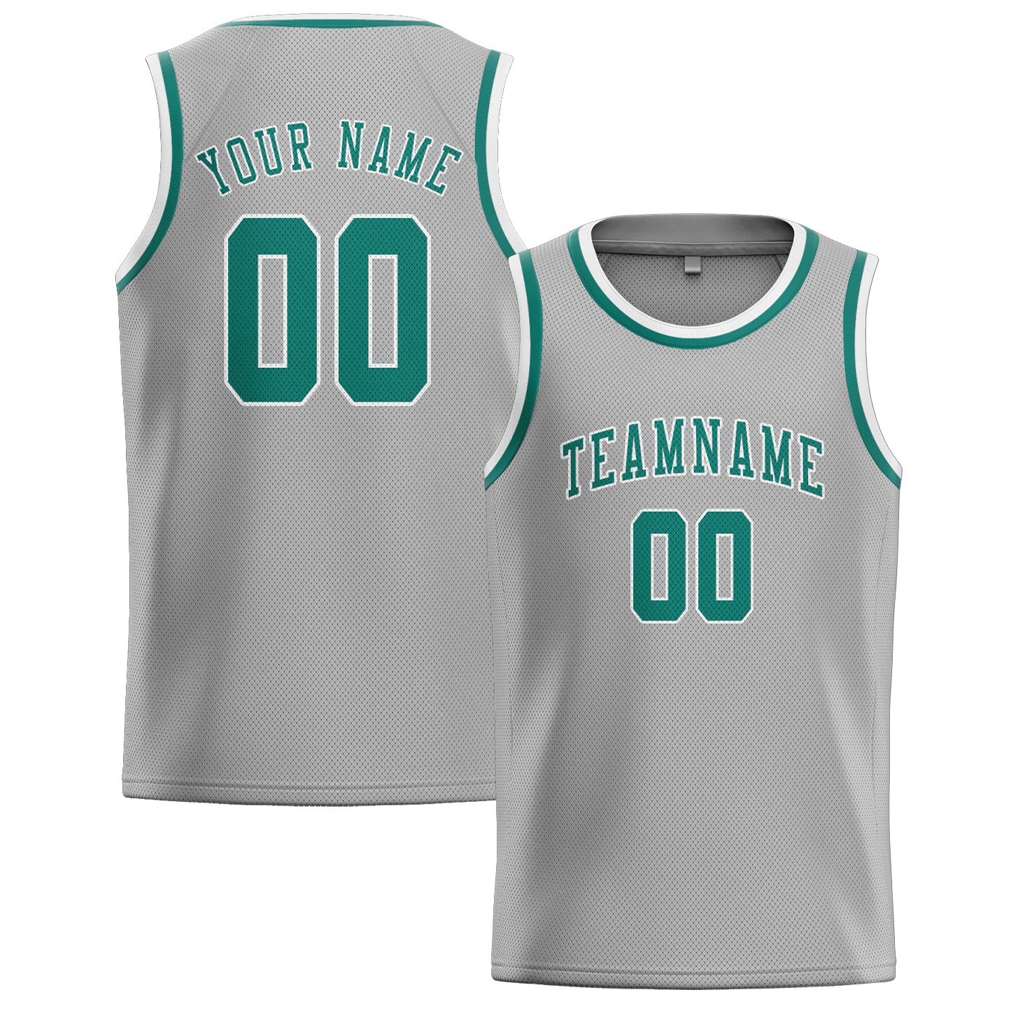 Benutzerdefiniertes Professionelles Grau Blaugrün Basketballtrikot