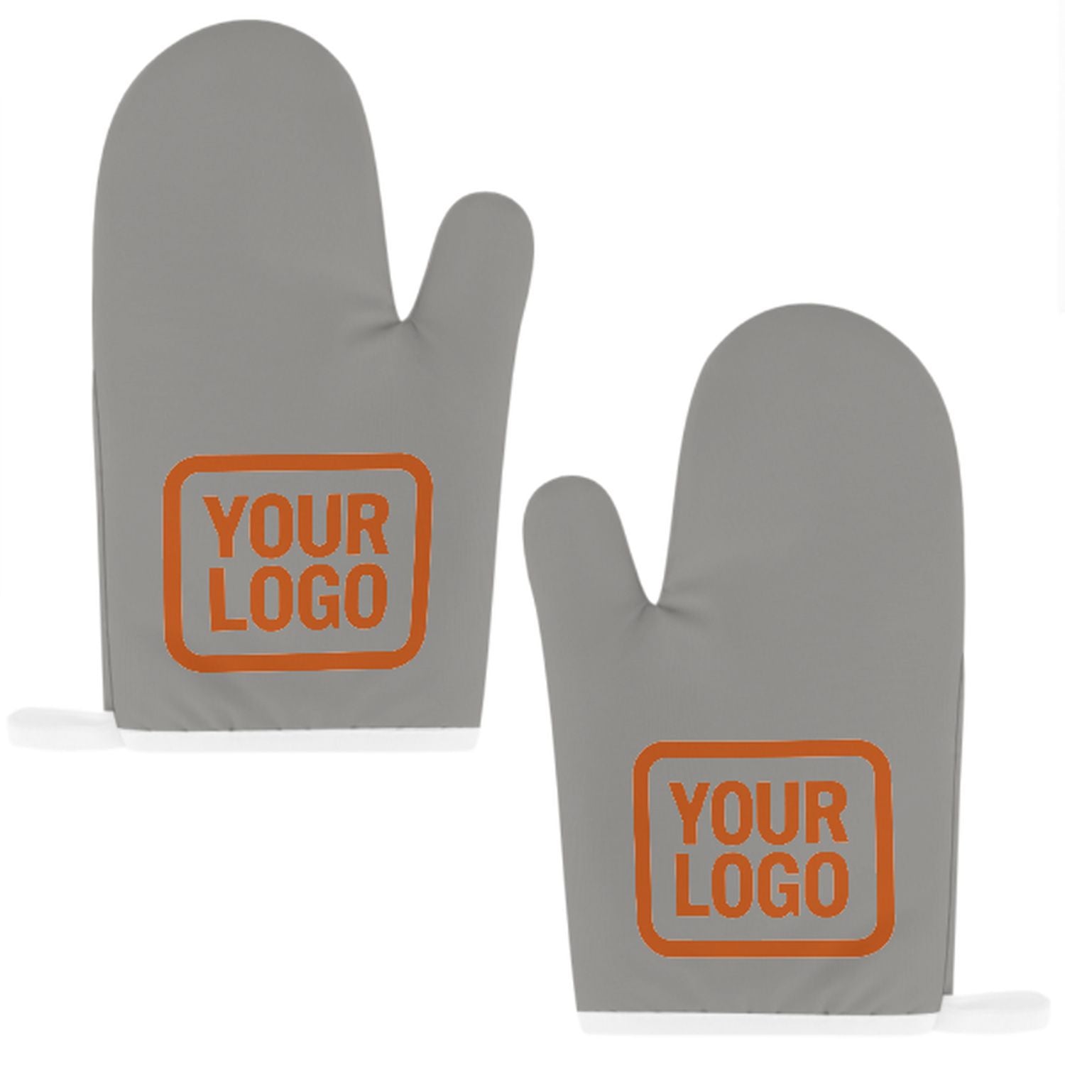 Maßgeschneidertes Grau  Orange Topfhandschuh Set – 2-teilig
