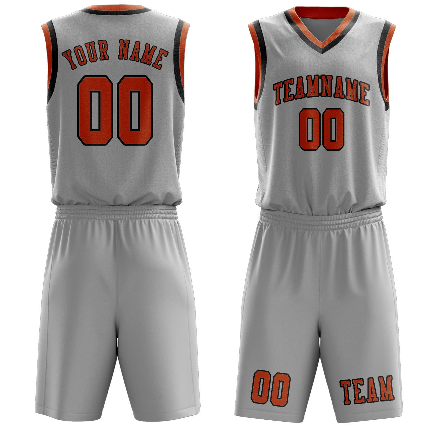 Benutzerdefiniertes Professionelles Grau Orange Basketballtrikot-Set