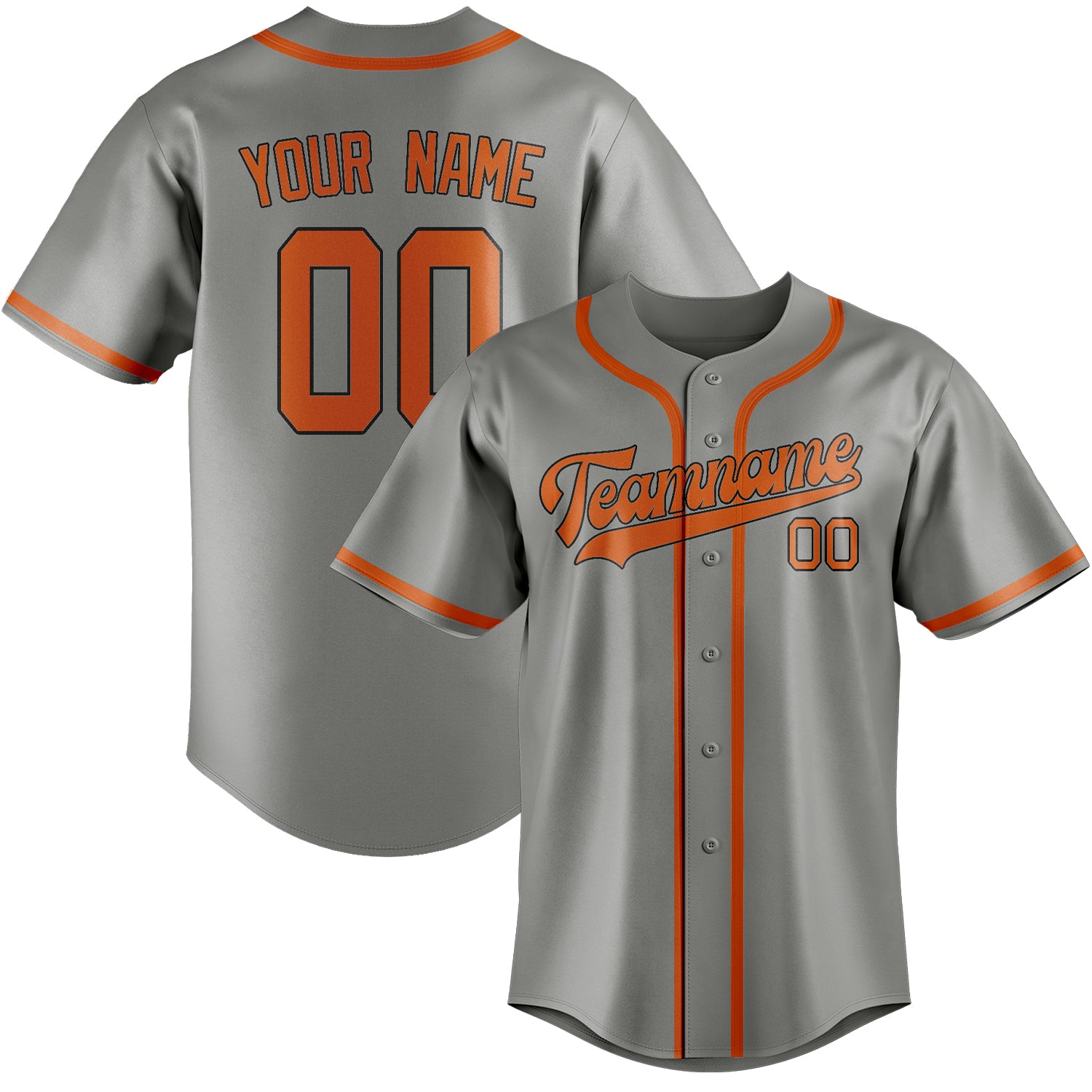 Benutzerdefiniertes Professionelles Grau Orange Baseballtrikot