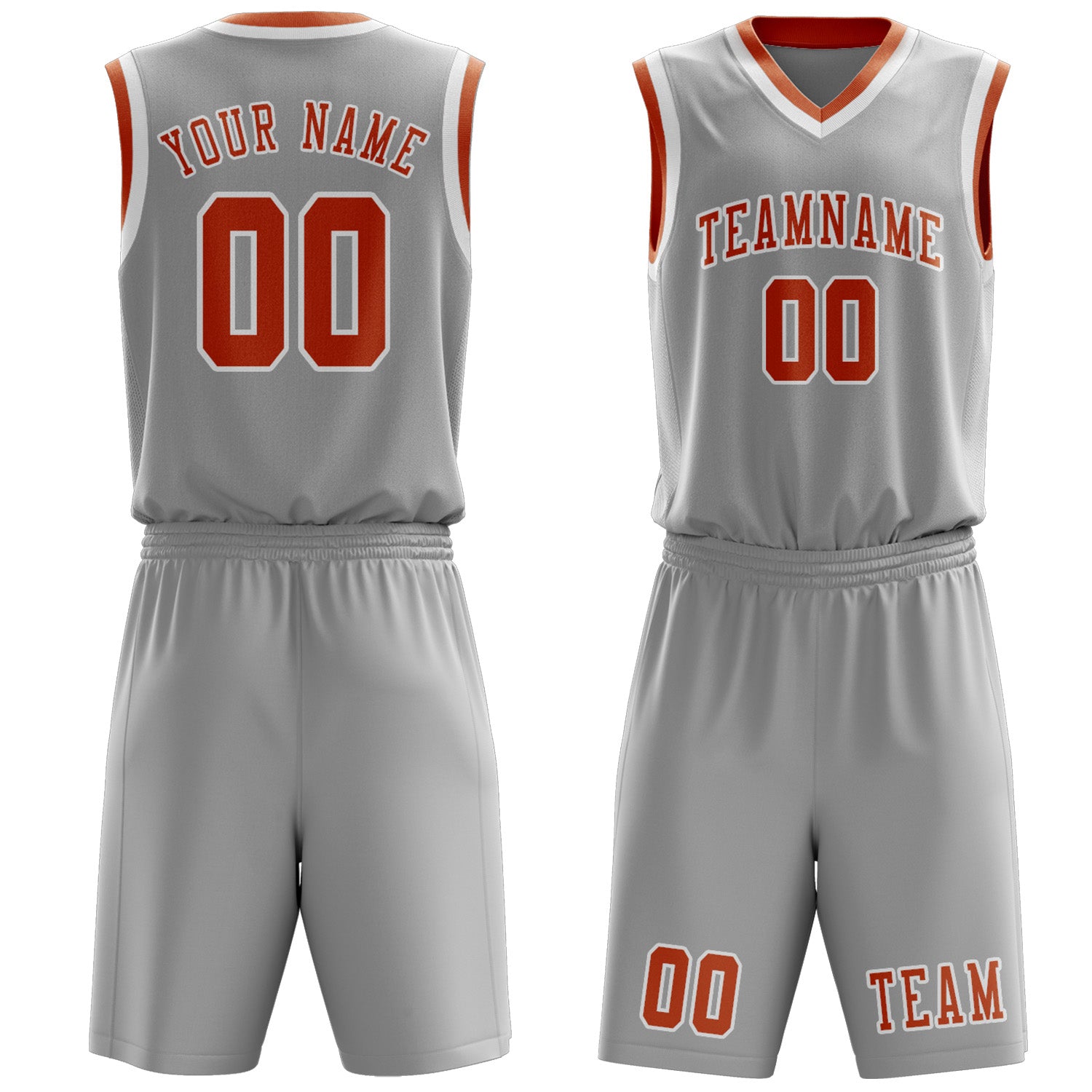 Benutzerdefiniertes Professionelles Grau Orange Basketballtrikot-Set